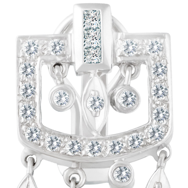 Dangle diamond earrings In 18k white gold. 1.00 carats in diamonds image 3