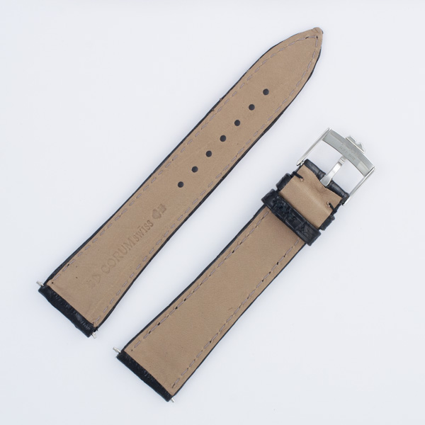 Corum black stitched alligator strap with st/s tang buckle (20x16) image 2