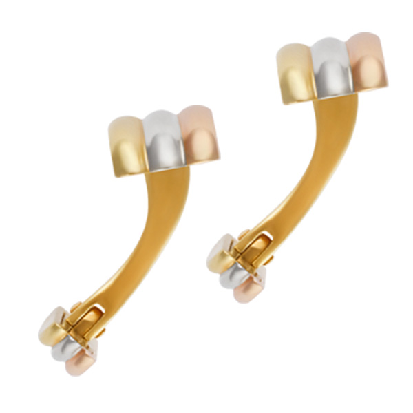 Cartier Tri-Color Cufflinks In 18k Yellow Pink And White image 4