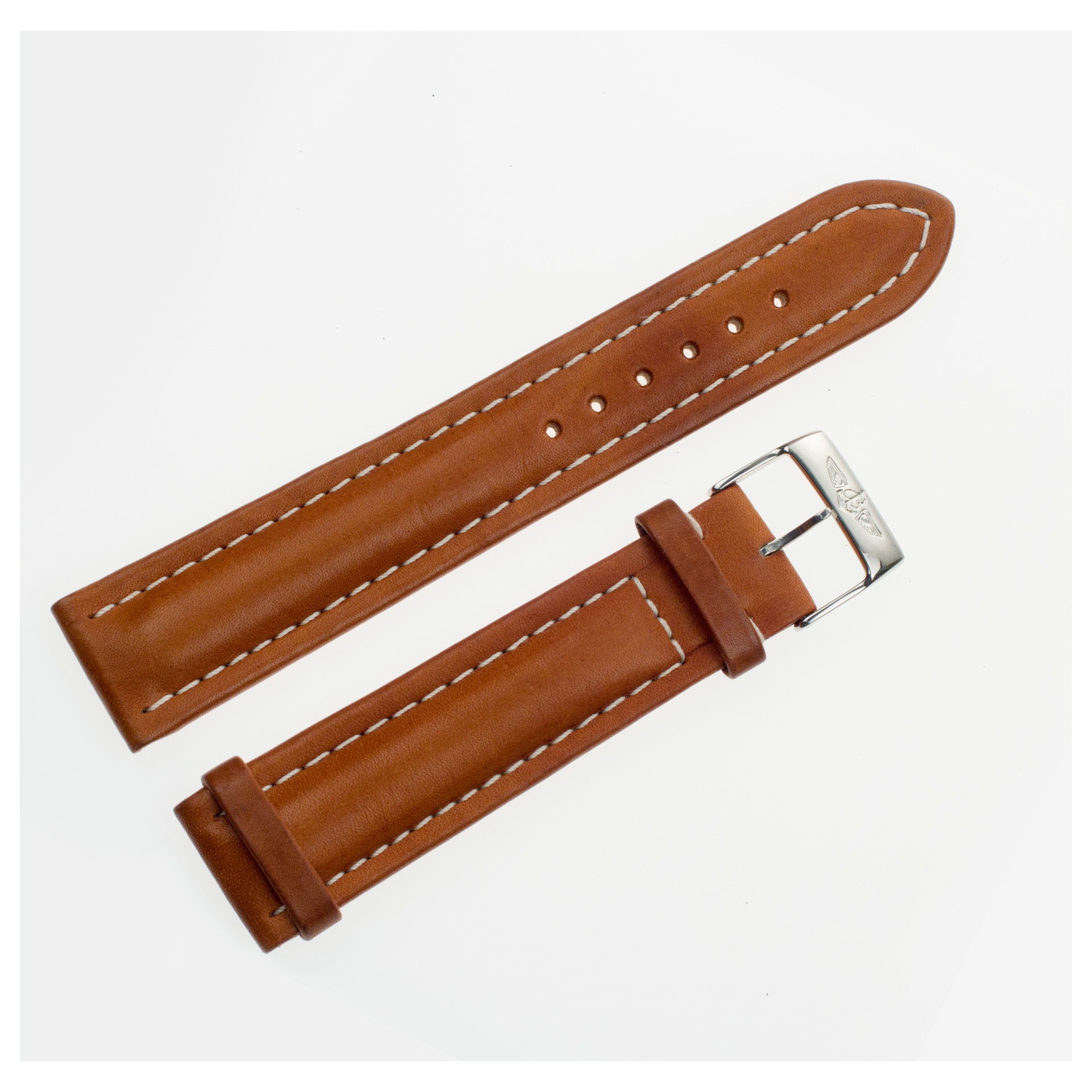 Breitling Leather Strap (20x18) With A Buckle. Length Of 4.75" Long Piece And 3" Short Piece. image 1