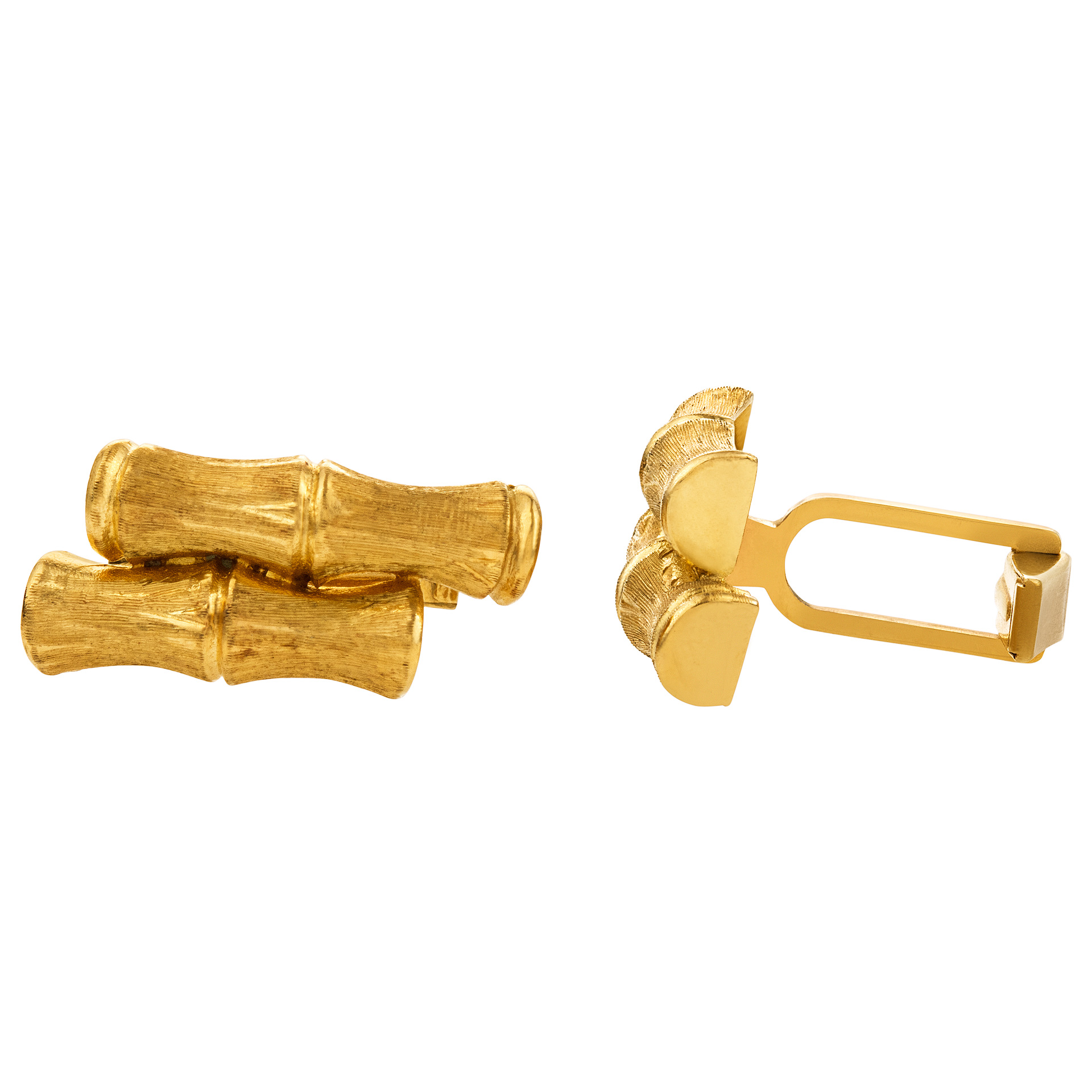 Bamboo form cufflinks In 14k yellow gold image 2