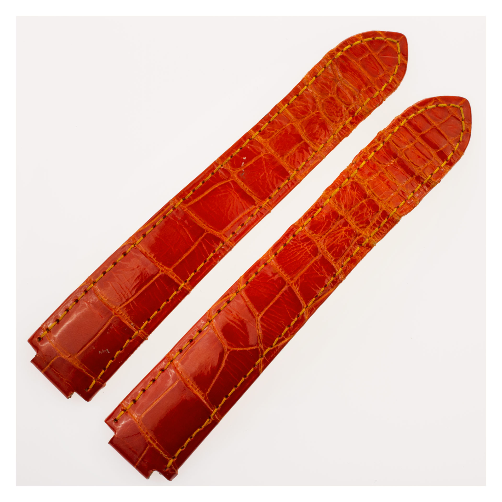 Cartier bright orange alligator strap by 18mm by lug end 4.25" length image 1