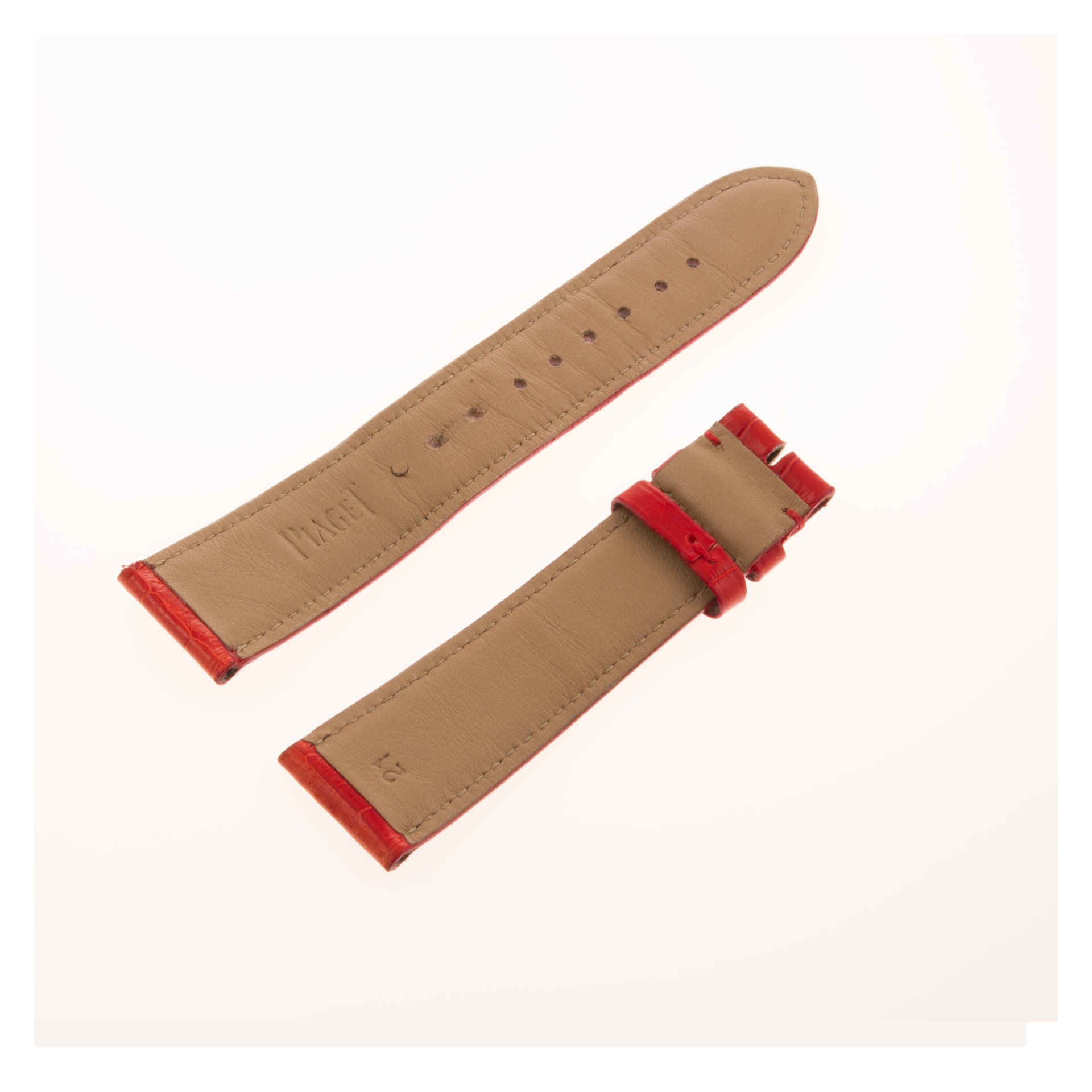 Piaget red alligator strap 21x17.  Length 3 inches short piece. 4.5 inches long piece. image 2