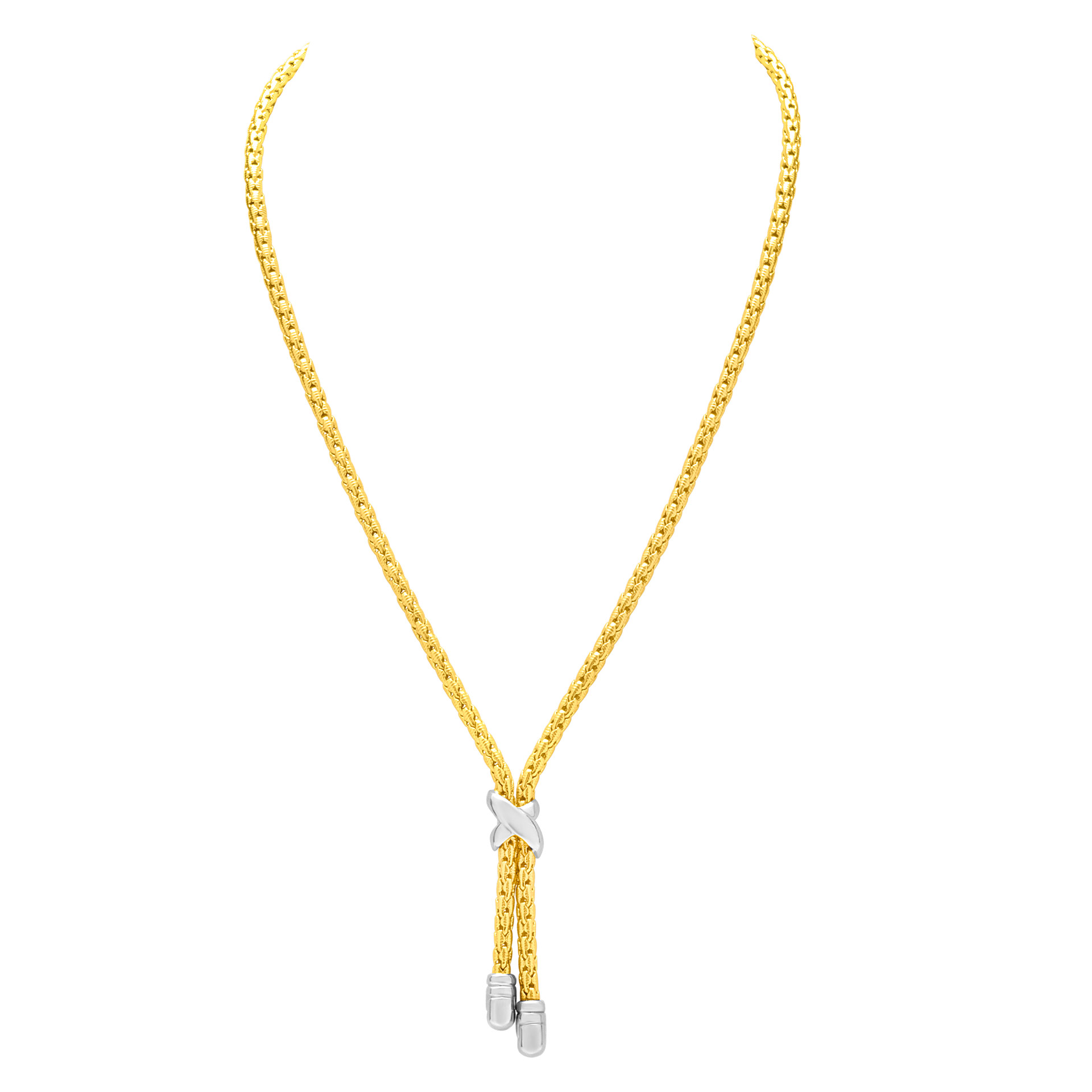 Distinctive Lariat style necklace in 18K yellow gold. image 2