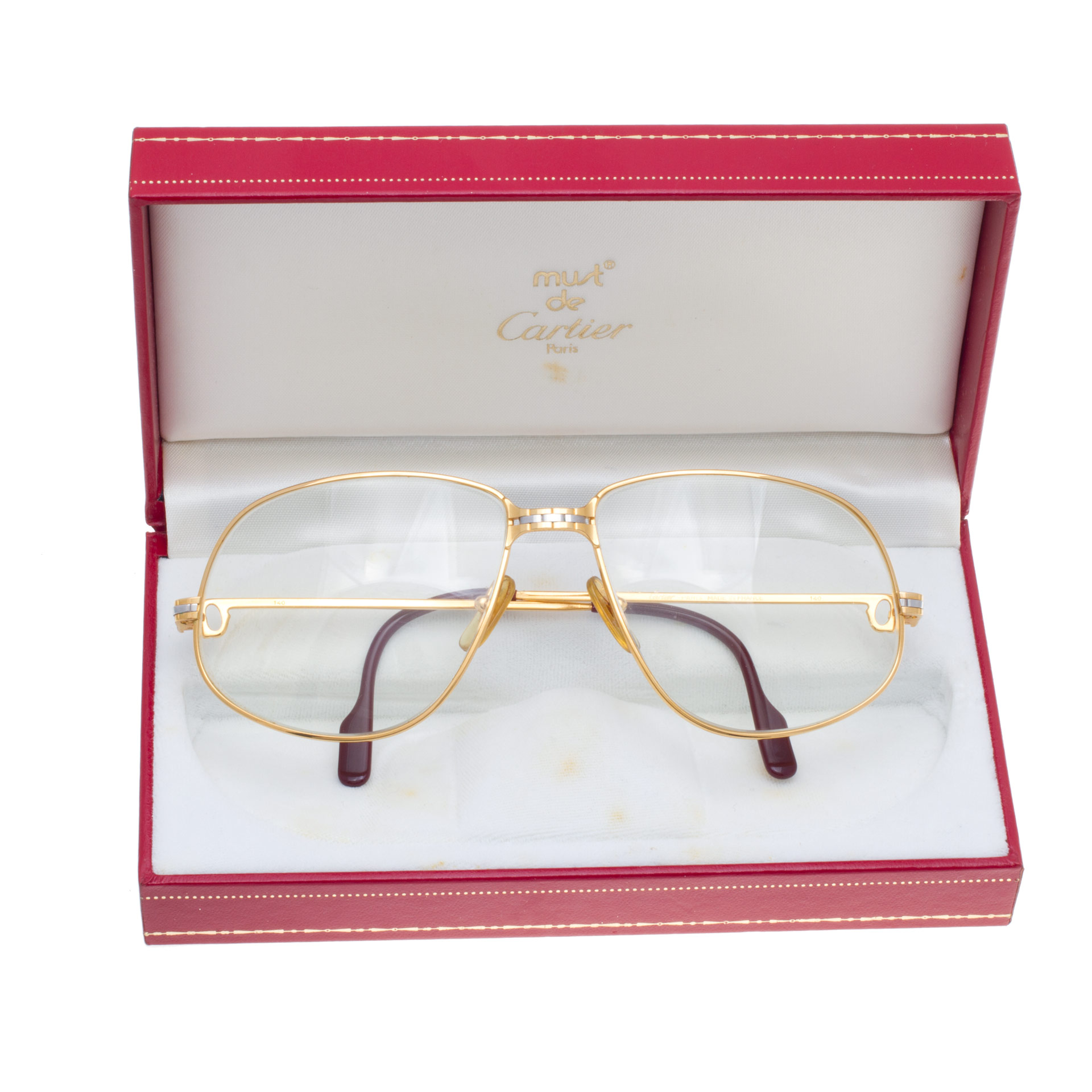 Signed "1988 Cartier" Panthere glasses in gold plated. image 2