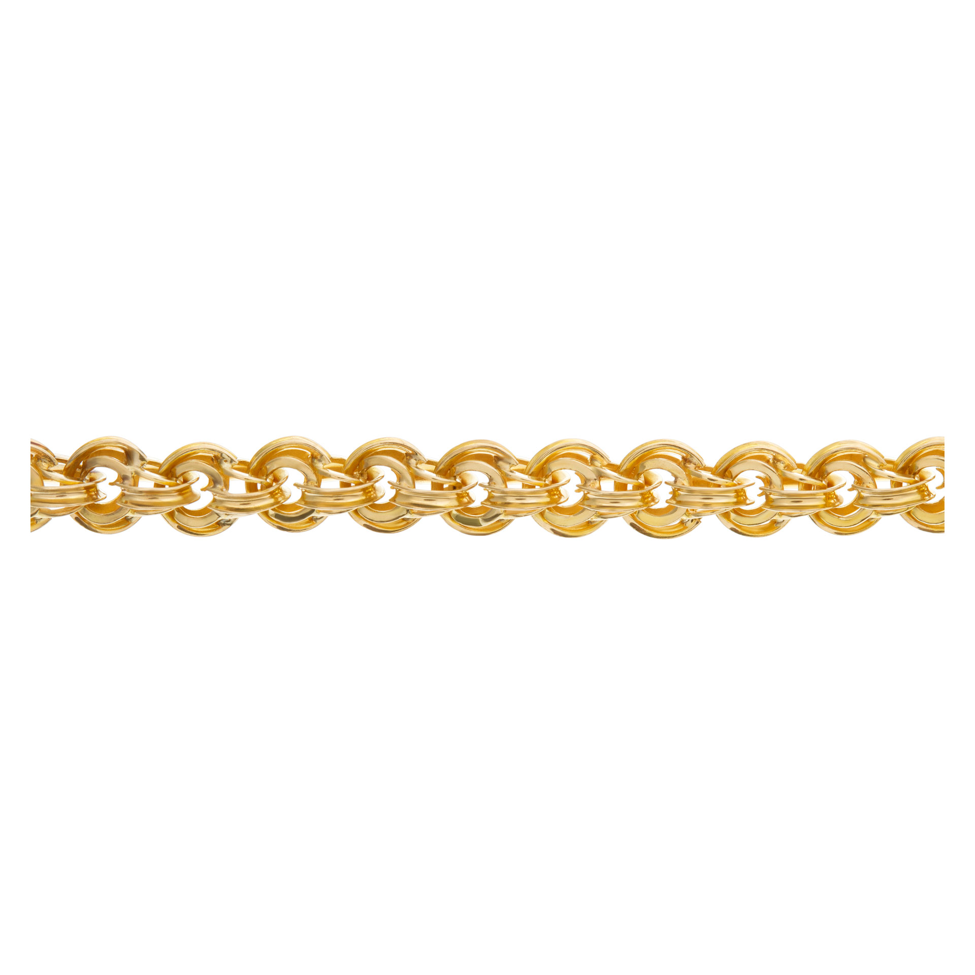 Intricate 14k yellow gold link necklace. Width: 4.8mm. Length: 20 inches. image 2