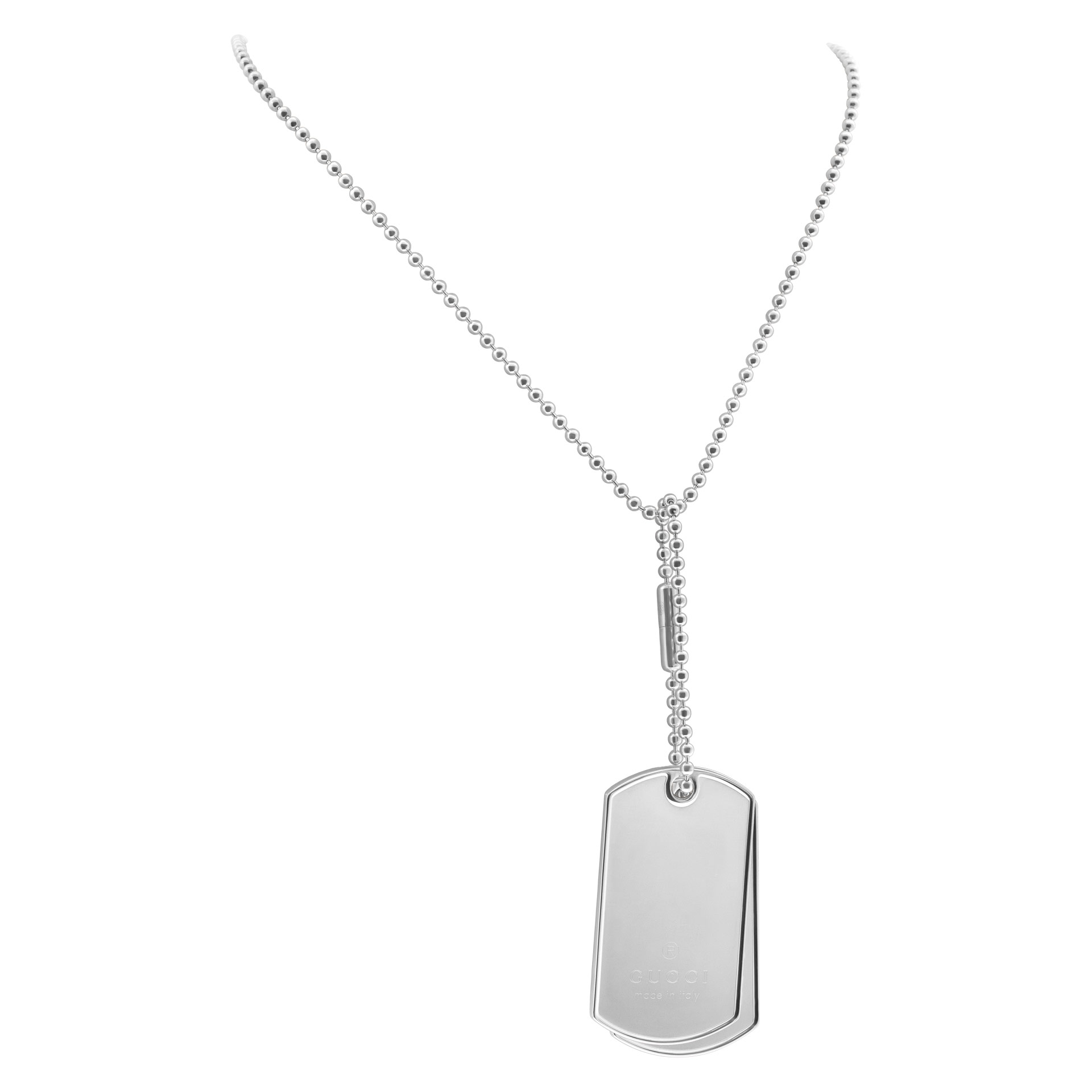 gucci sterling silver dog tag necklace