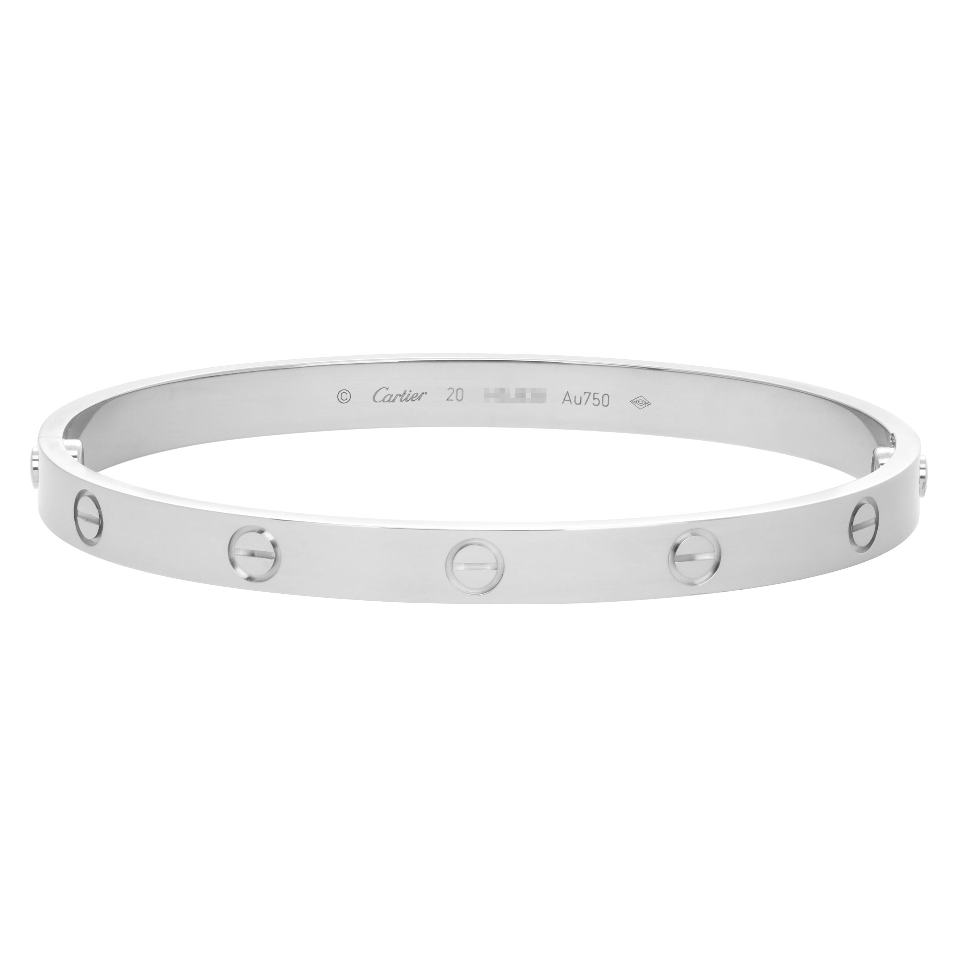 Cartier Love bracelet in 18k white gold. Size 20 | Gray & Sons Jeweler