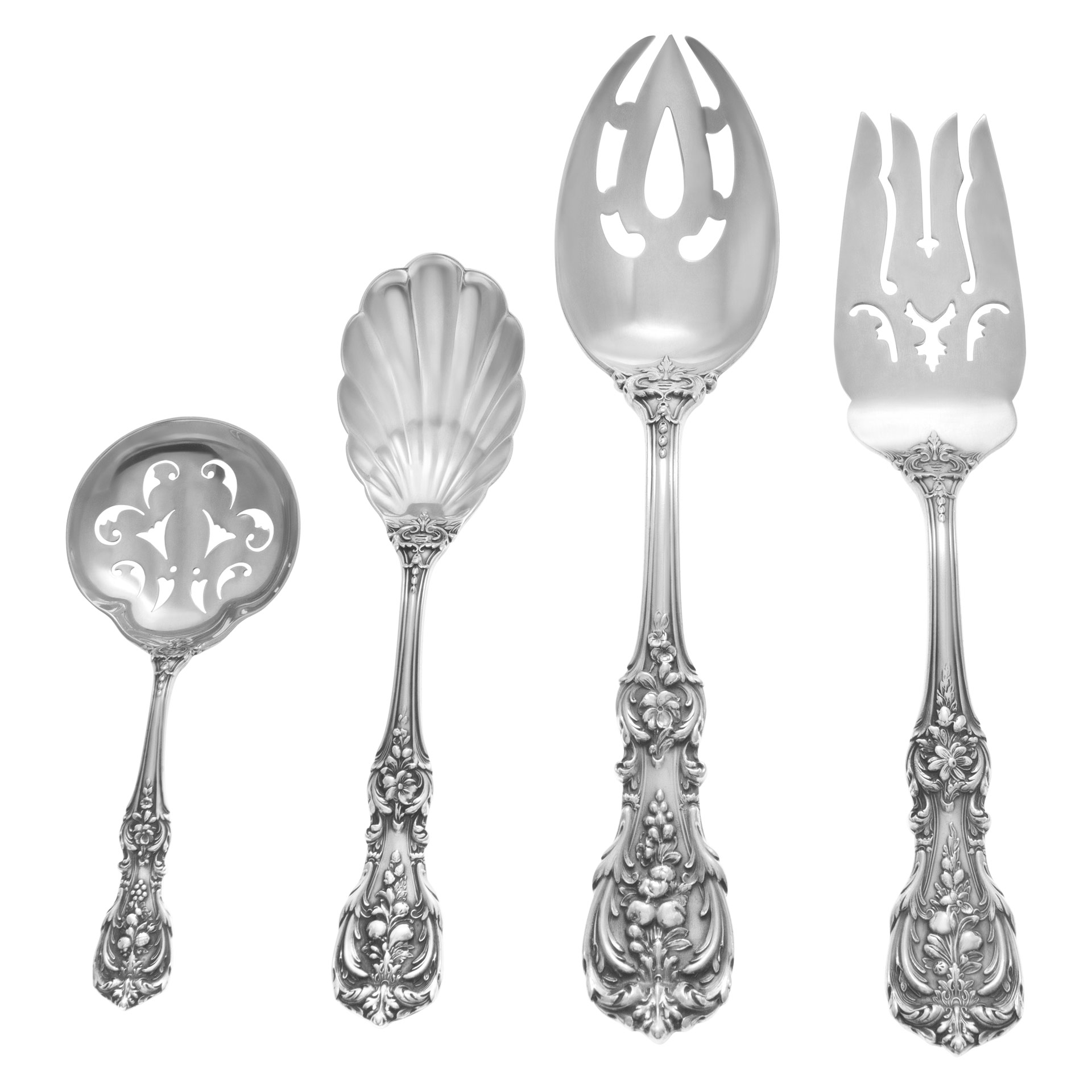 FRANCIS THE FIRST sterling silver flatware set patented in 1907 by Reed & Barton- TOTAL 58 PIECES- 4 place set for 10 (with xtras) and 5 serving pieces. image 3