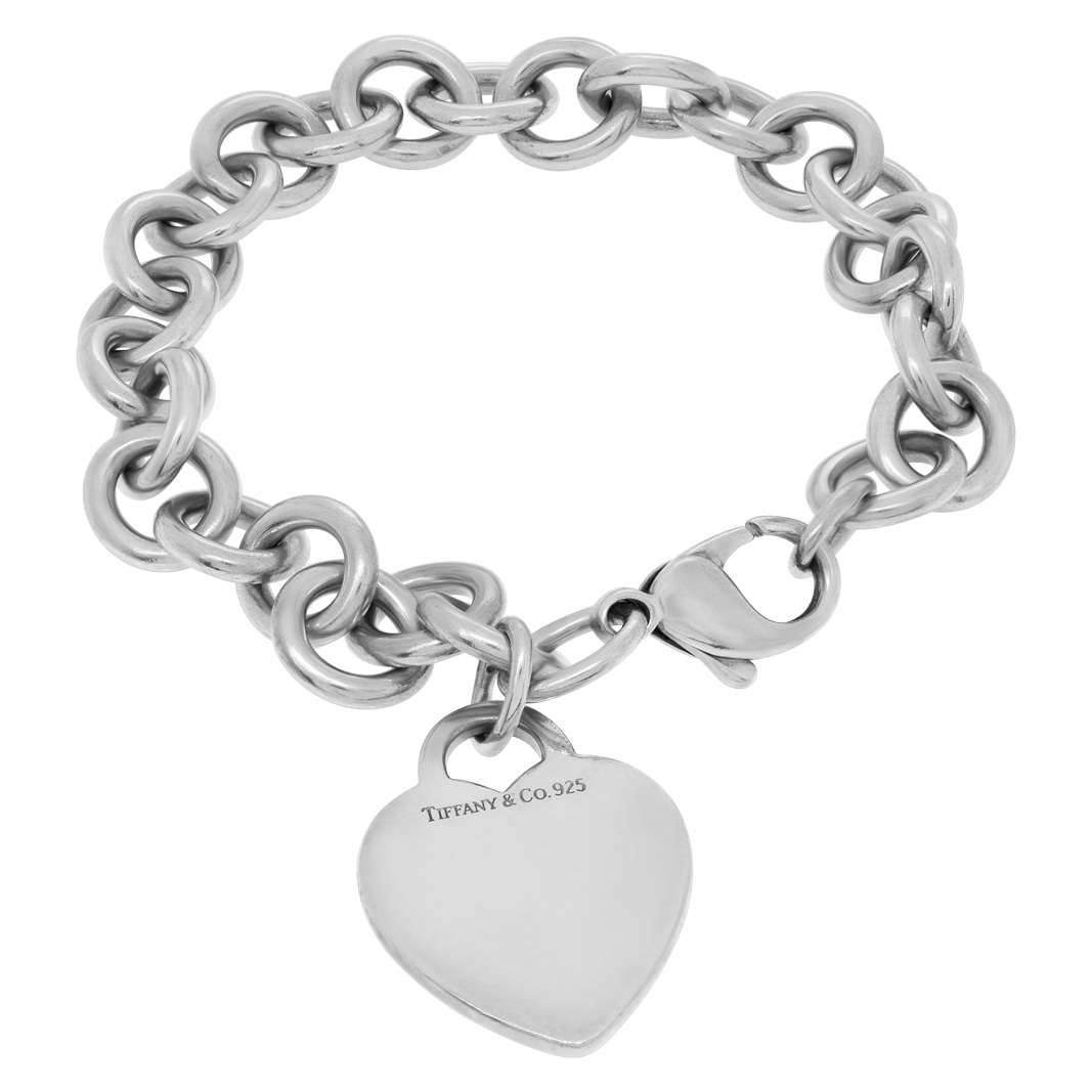 Tiffany & Co. sterling silver bracelet with heart charm image 1