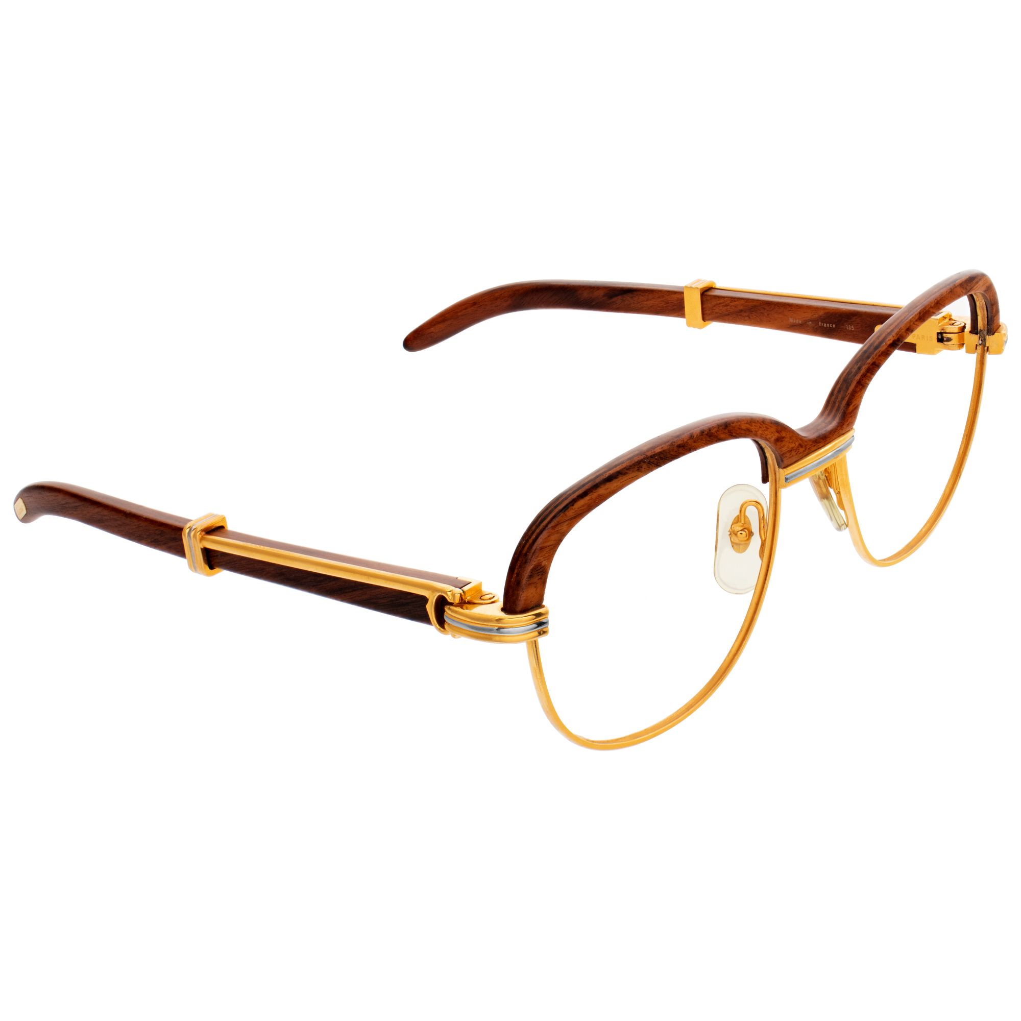 Cartier "Malmaison" collection, Palisander Rosewood & gold glasses. Circa 1990 image 2