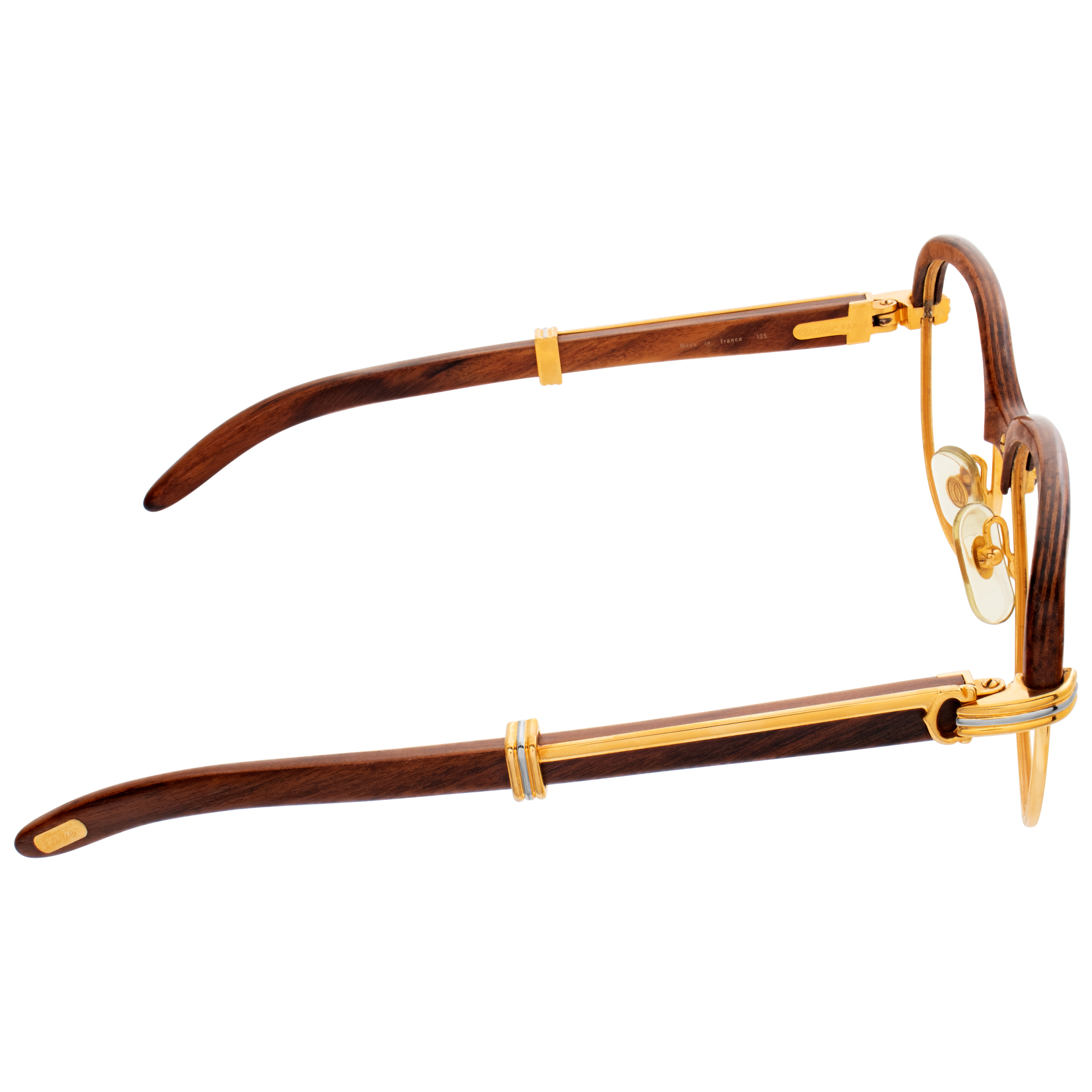 Cartier "Malmaison" collection, Palisander Rosewood & gold glasses. Circa 1990 image 3