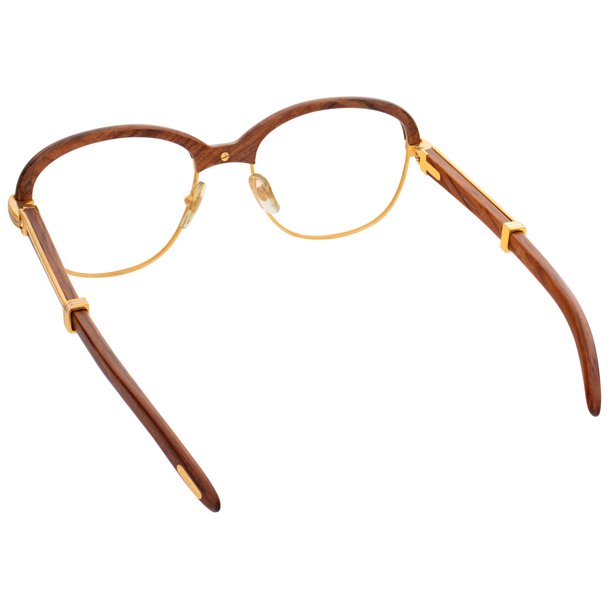 Cartier "Malmaison" collection, Palisander Rosewood & gold glasses. Circa 1990 image 4