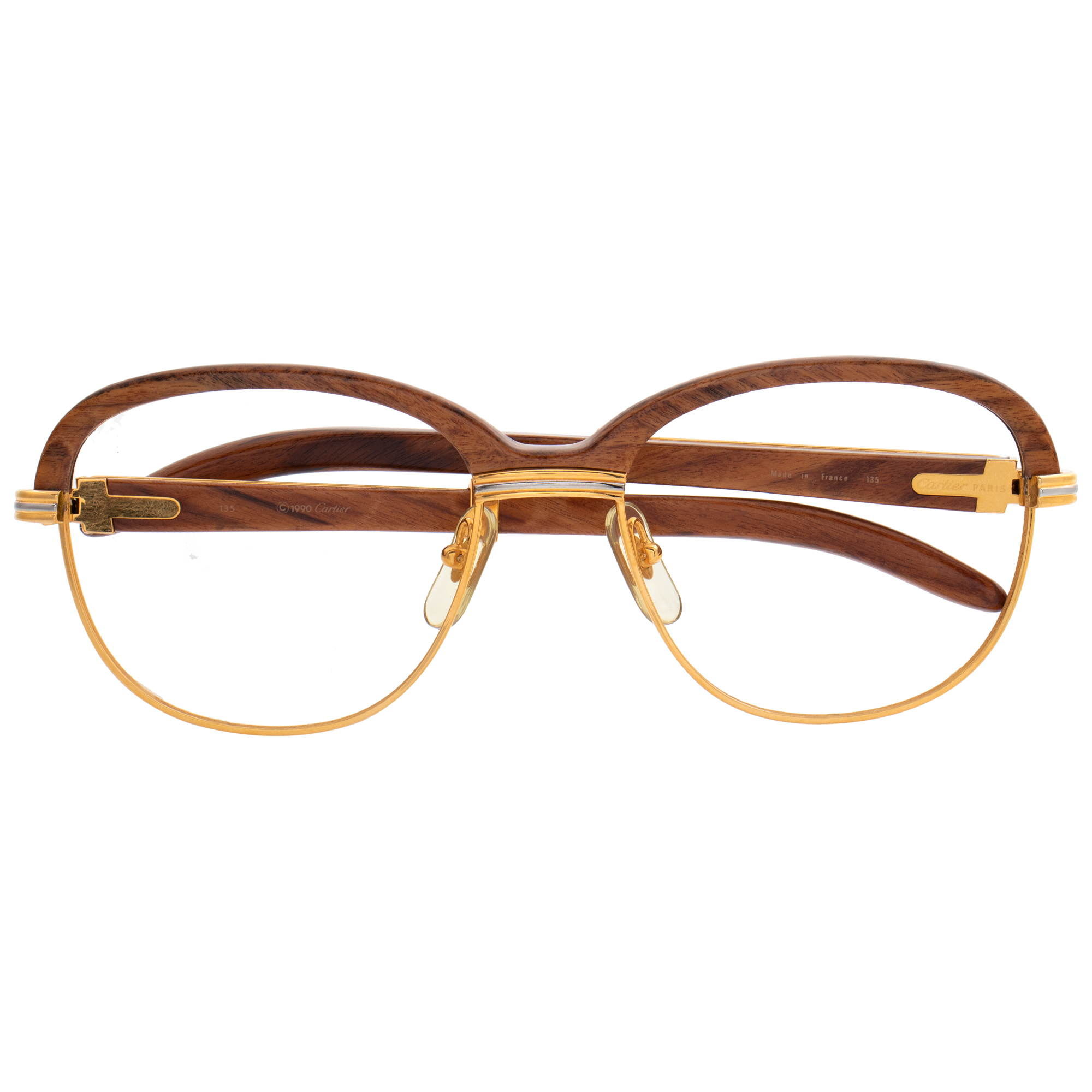 Cartier "Malmaison" collection, Palisander Rosewood & gold glasses. Circa 1990 image 5