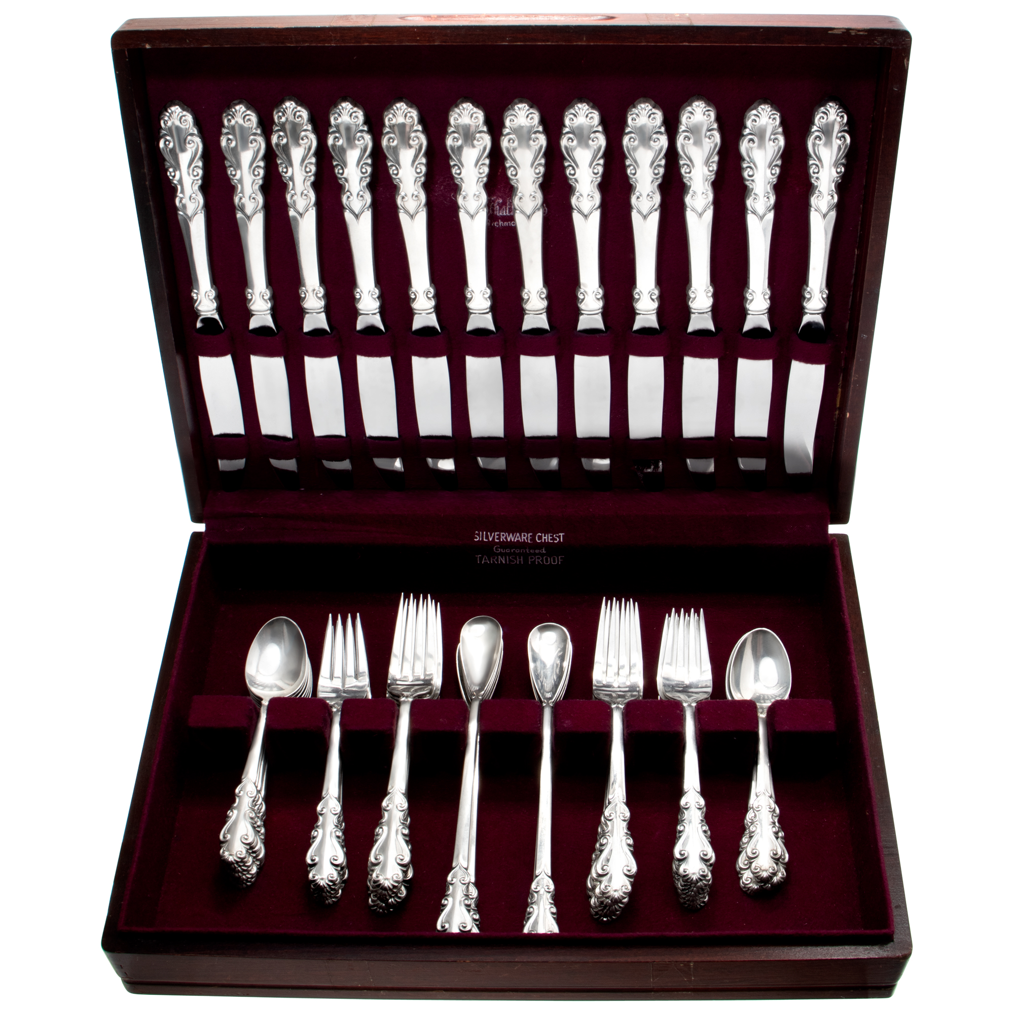 ESPLANADE Sterling silver flatware set patented in 1952 by Towle Silversmiths. 5 place settings for 12-. 66 Pieces total. image 1