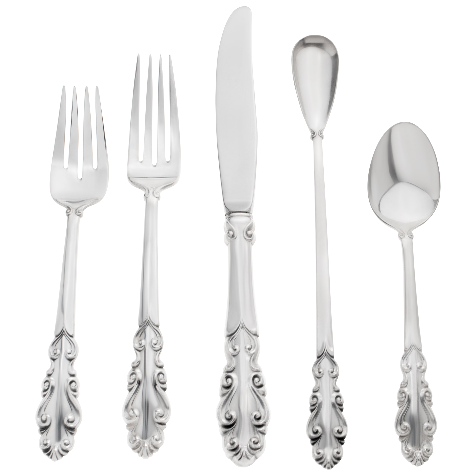 ESPLANADE Sterling silver flatware set patented in 1952 by Towle Silversmiths. 5 place settings for 12-. 66 Pieces total. image 2