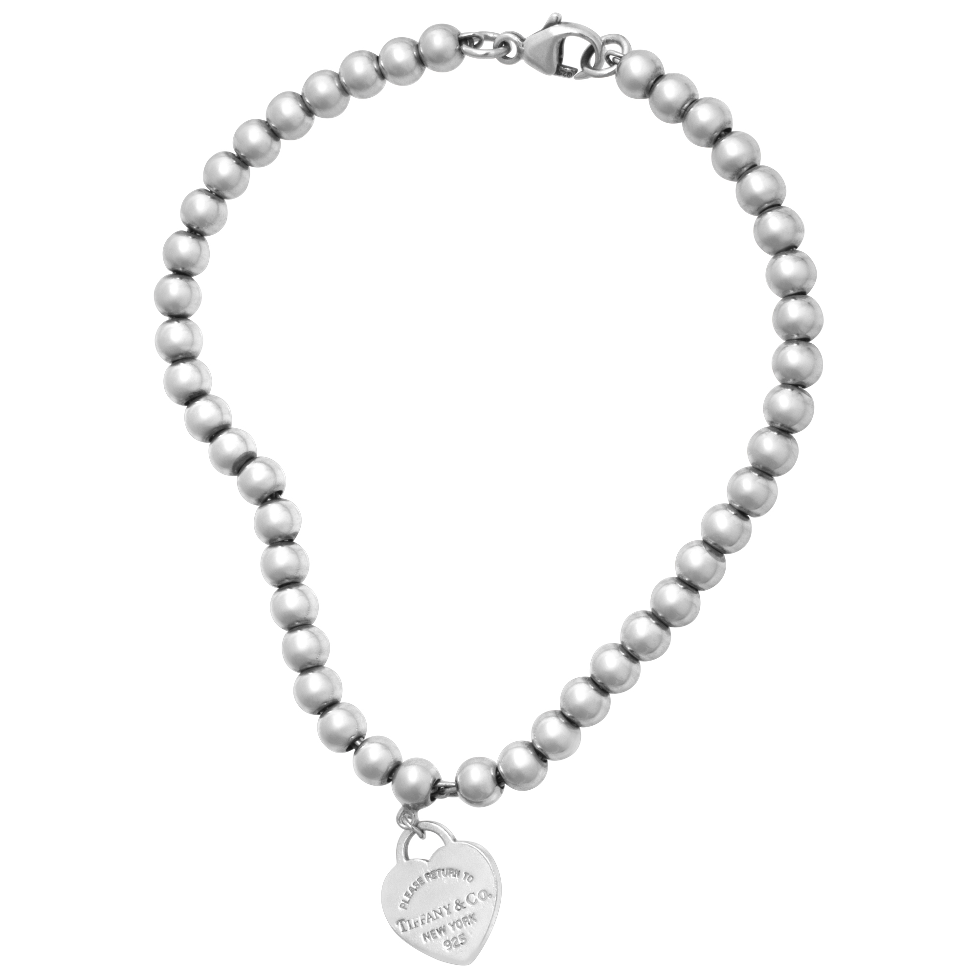 Tiffany "Return To Tiffany" bead bracelet with mini heart pendant image 3
