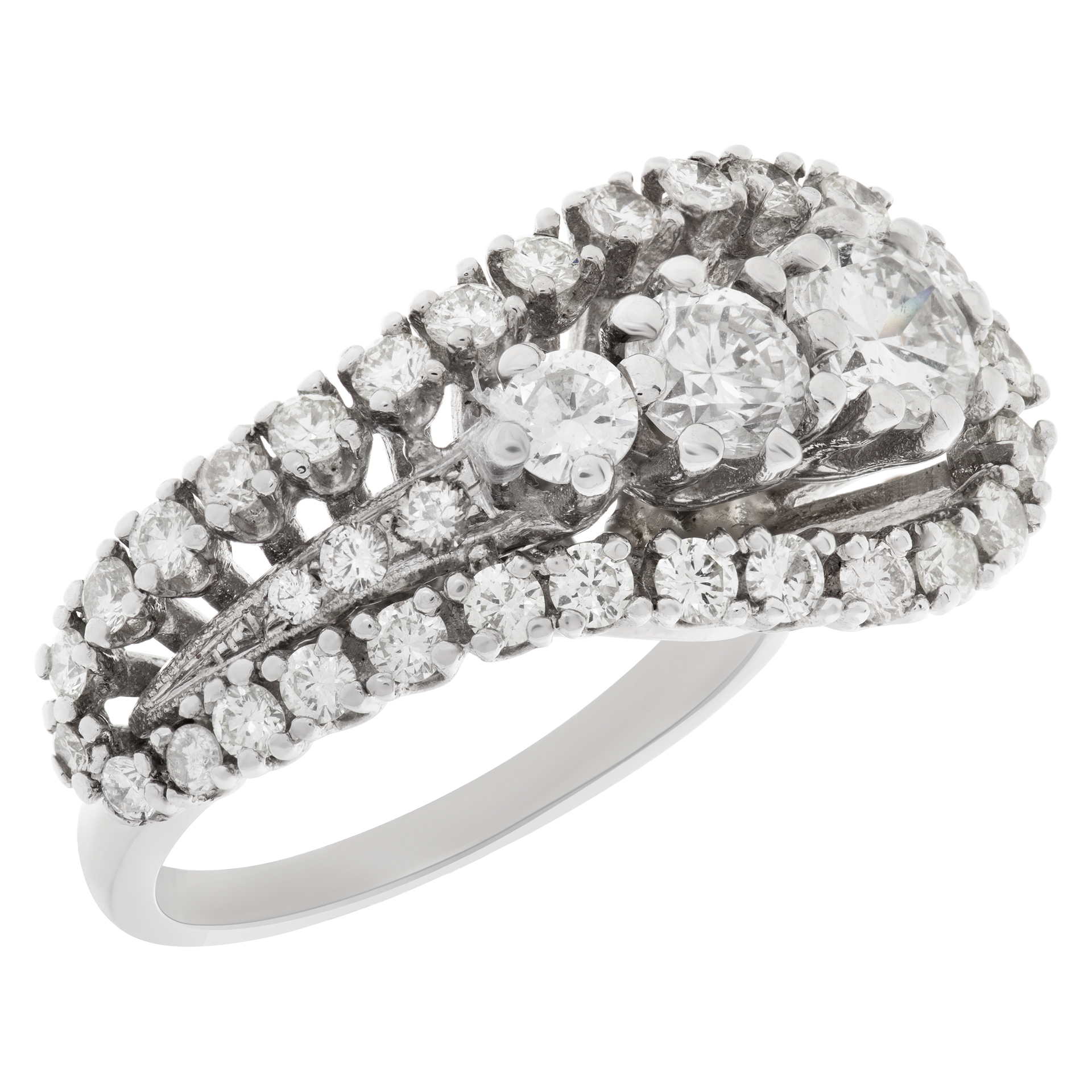 Beautiful swirl diamond ring in 14k white gold. 2.00 carats in white clean diamonds image 3