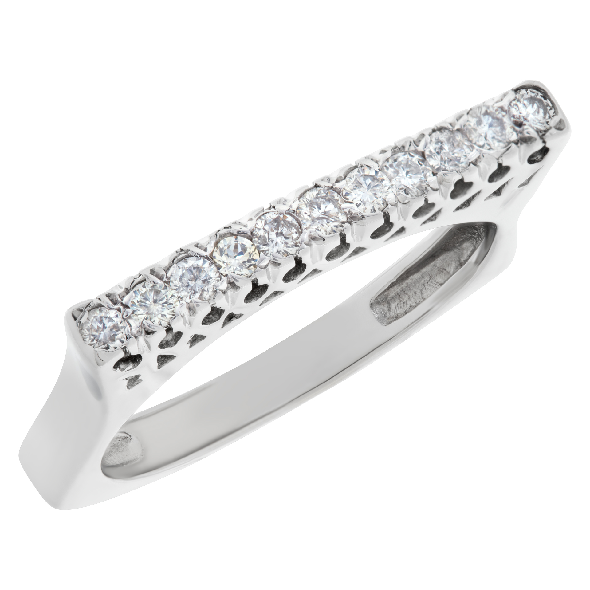Single row diamond ring in 18k white gold. 0.33 carat (I-J color, SI1 clarity). Size 8 image 3
