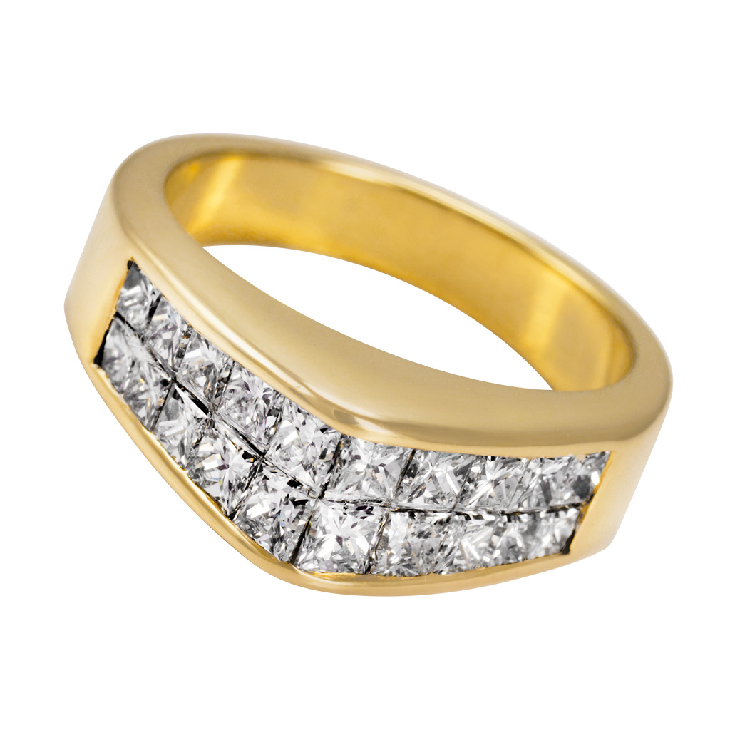 Invisible-set princess cut diamond ring in 18k. 1.20 carats. Size 5.75 image 1