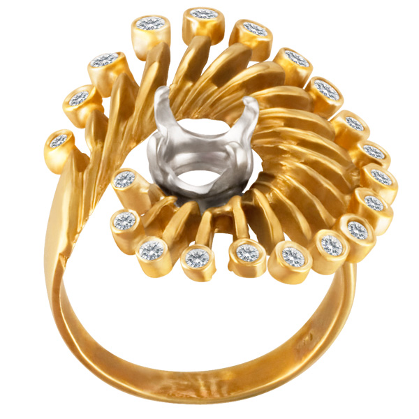 Gold & diamond nautilus shell design ring setting in 14k gold image 2