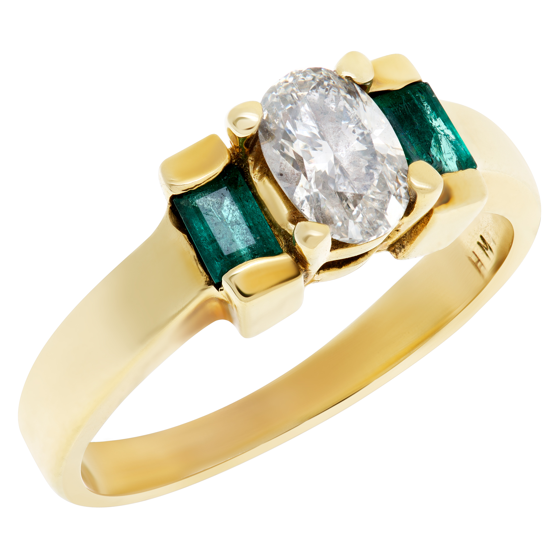 Adorable diamond and emerald ring in 14k. 0.50cts oval diamond (H-I, VS2) image 3