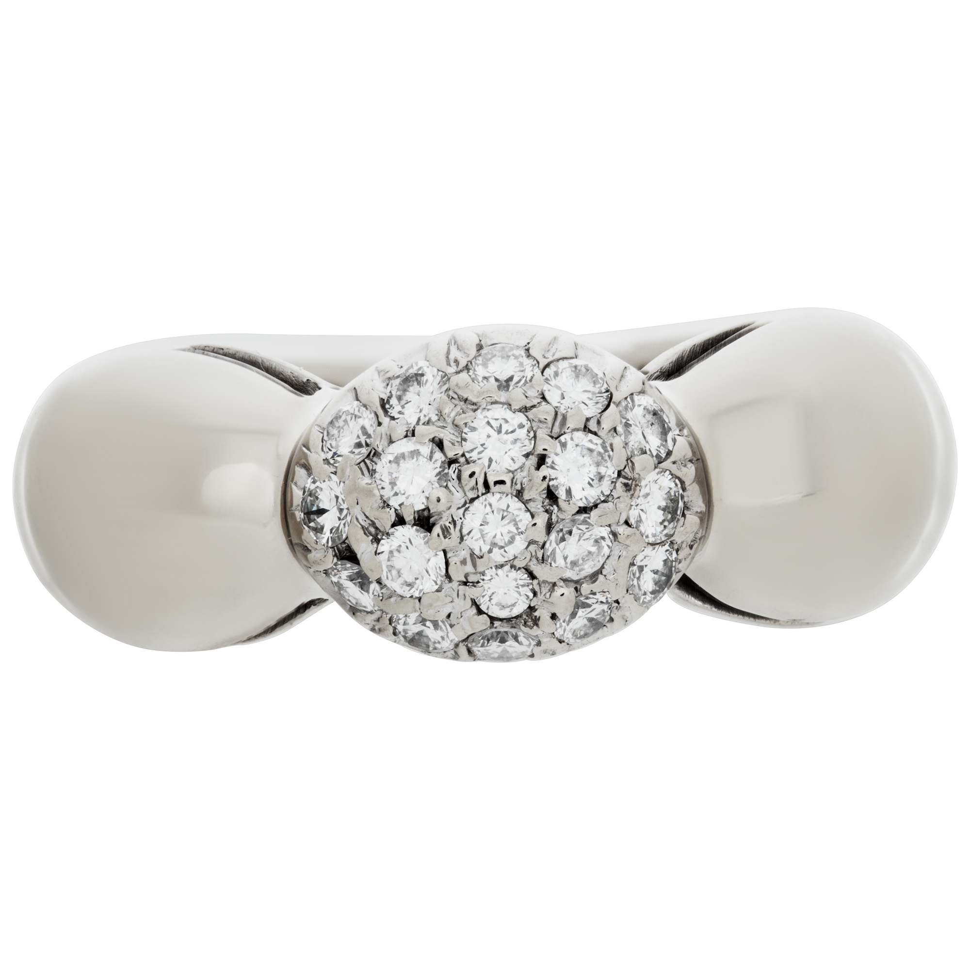 Domed diamond ring in 18k white gold image 2