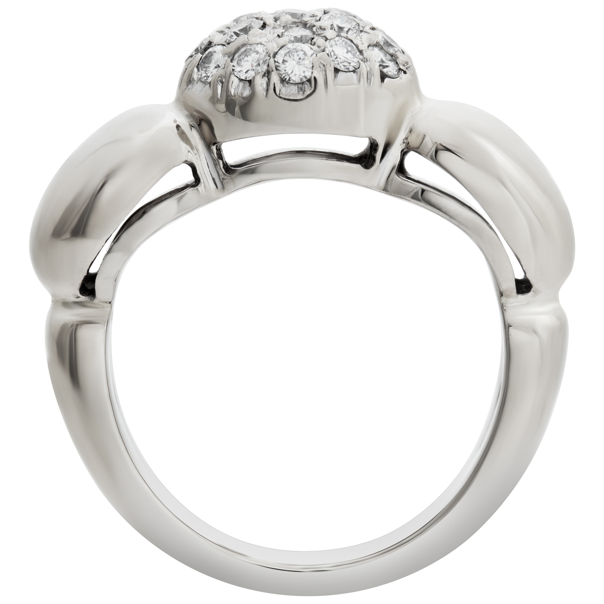 Domed diamond ring in 18k white gold image 4