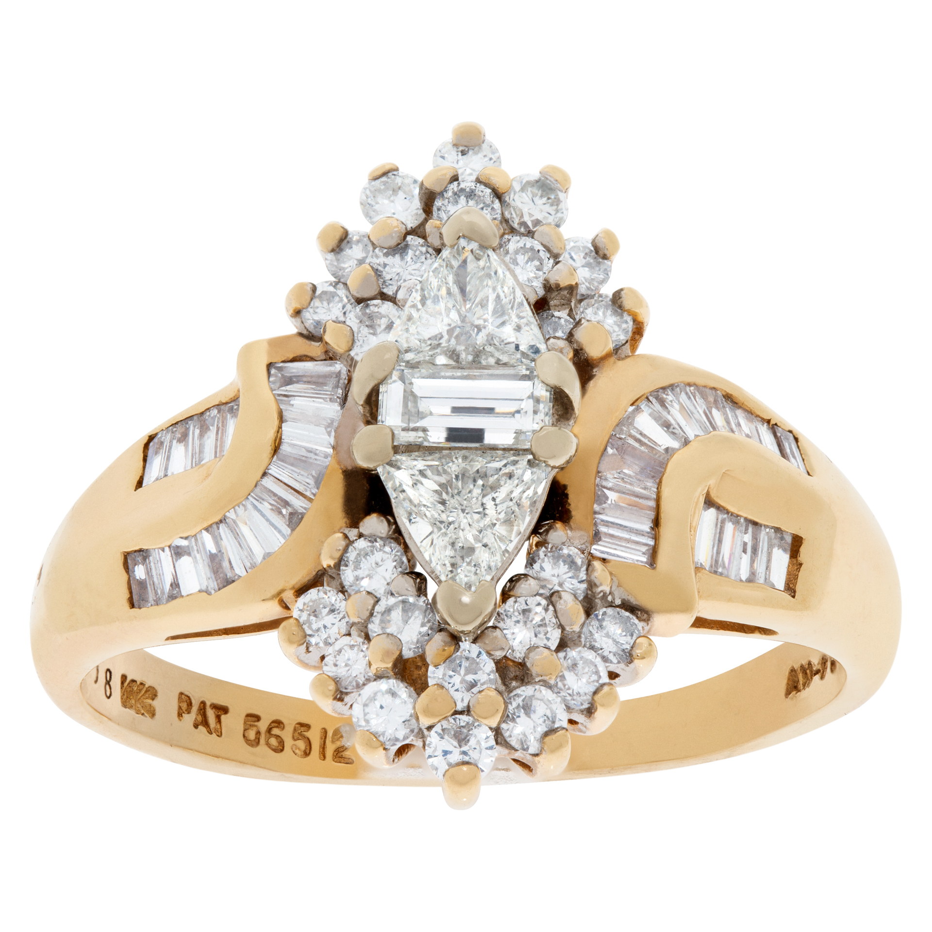 Fashion "ballerina" style diamond ring in 14k yellow gold. 0.65 carats (J, SI-1) image 1