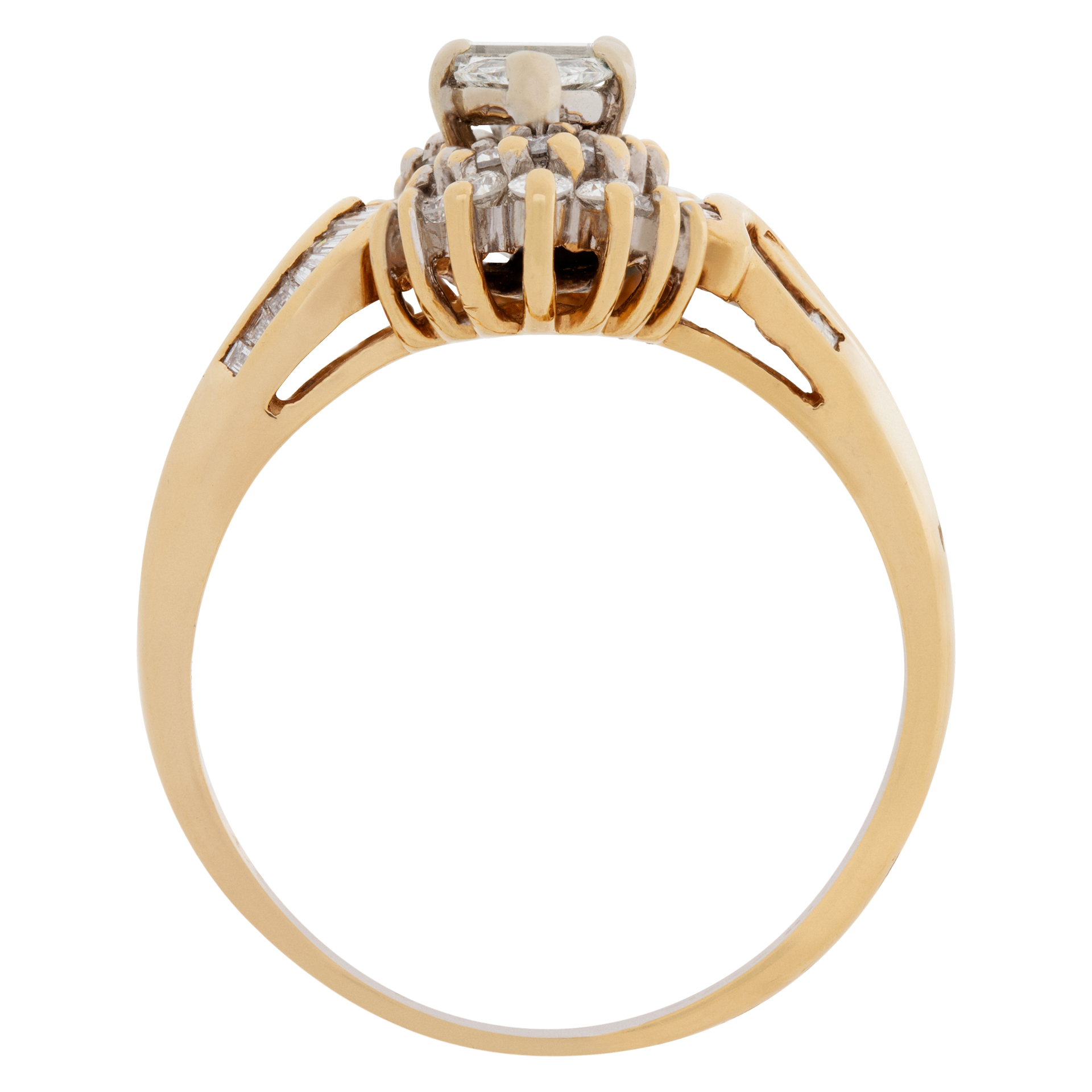 Fashion "ballerina" style diamond ring in 14k yellow gold. 0.65 carats (J, SI-1) image 4