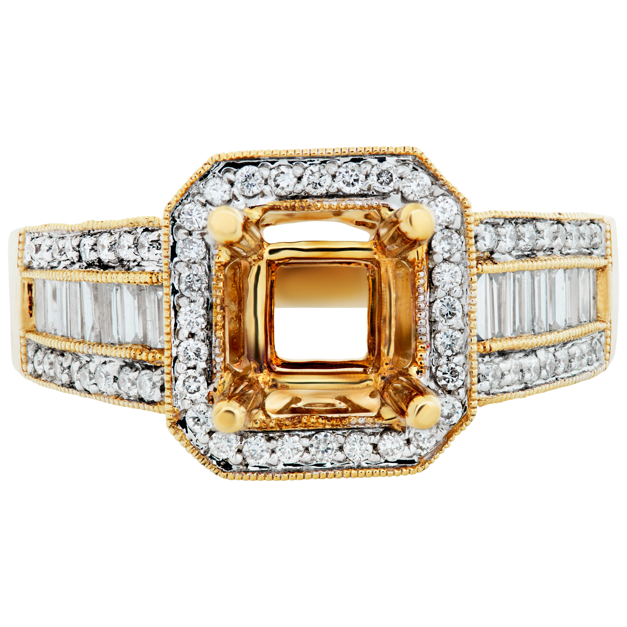 Diamond setting in 14k yellow gold;  0.90 carat in round & baguette diamonds. image 2