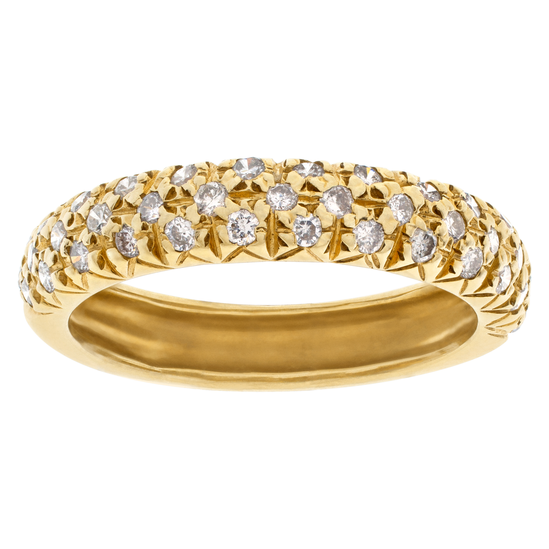 Precious pavé diamond band in 14k yellow gold. 0.80 carats in diamonds. Size 6 image 1