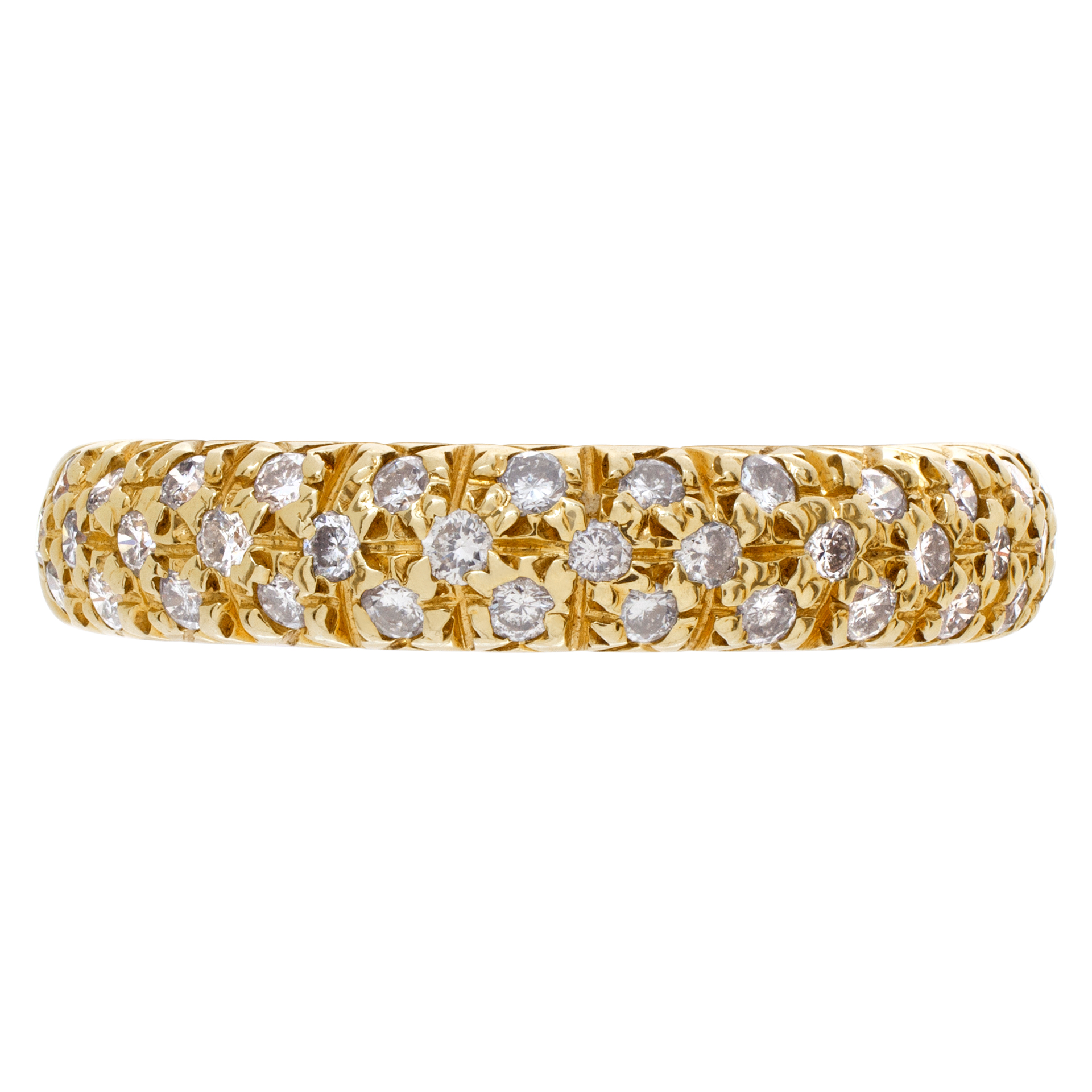 Precious pavé diamond band in 14k yellow gold. 0.80 carats in diamonds. Size 6 image 2
