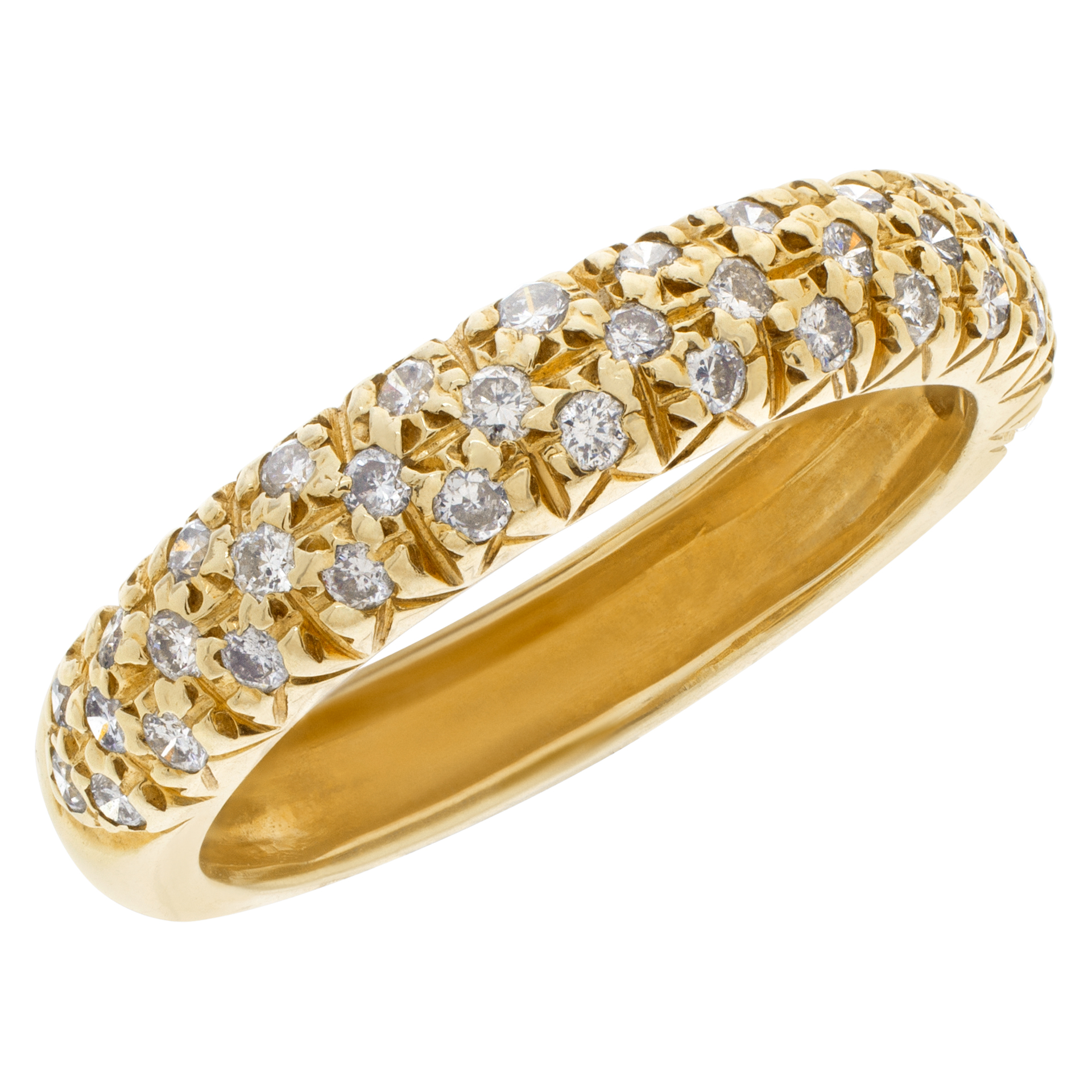 Precious pavé diamond band in 14k yellow gold. 0.80 carats in diamonds. Size 6 image 3