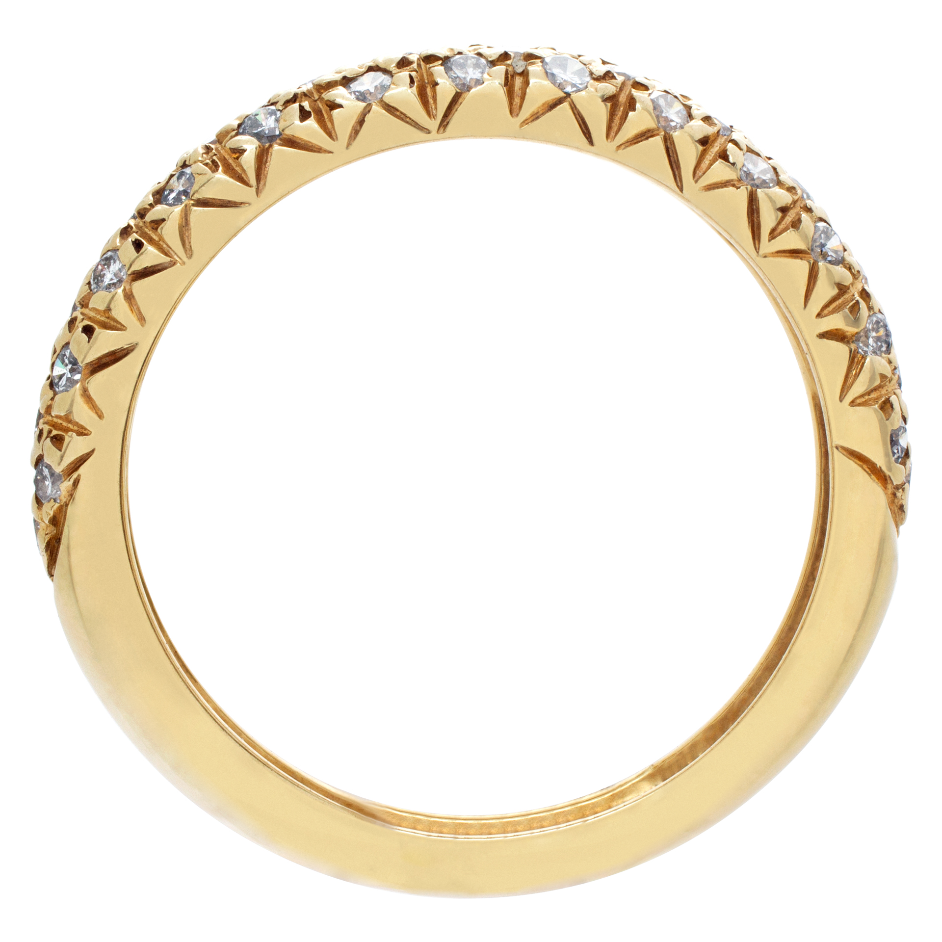 Precious pavé diamond band in 14k yellow gold. 0.80 carats in diamonds. Size 6 image 4