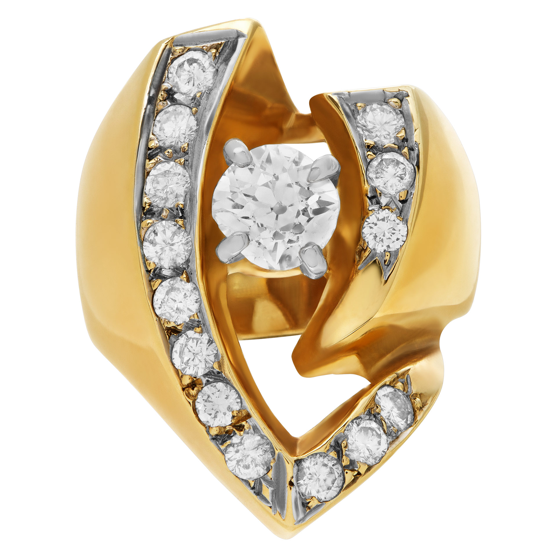 Beautiful diamond cocktail ring in 14k yellow gold. Size 5.5 image 2