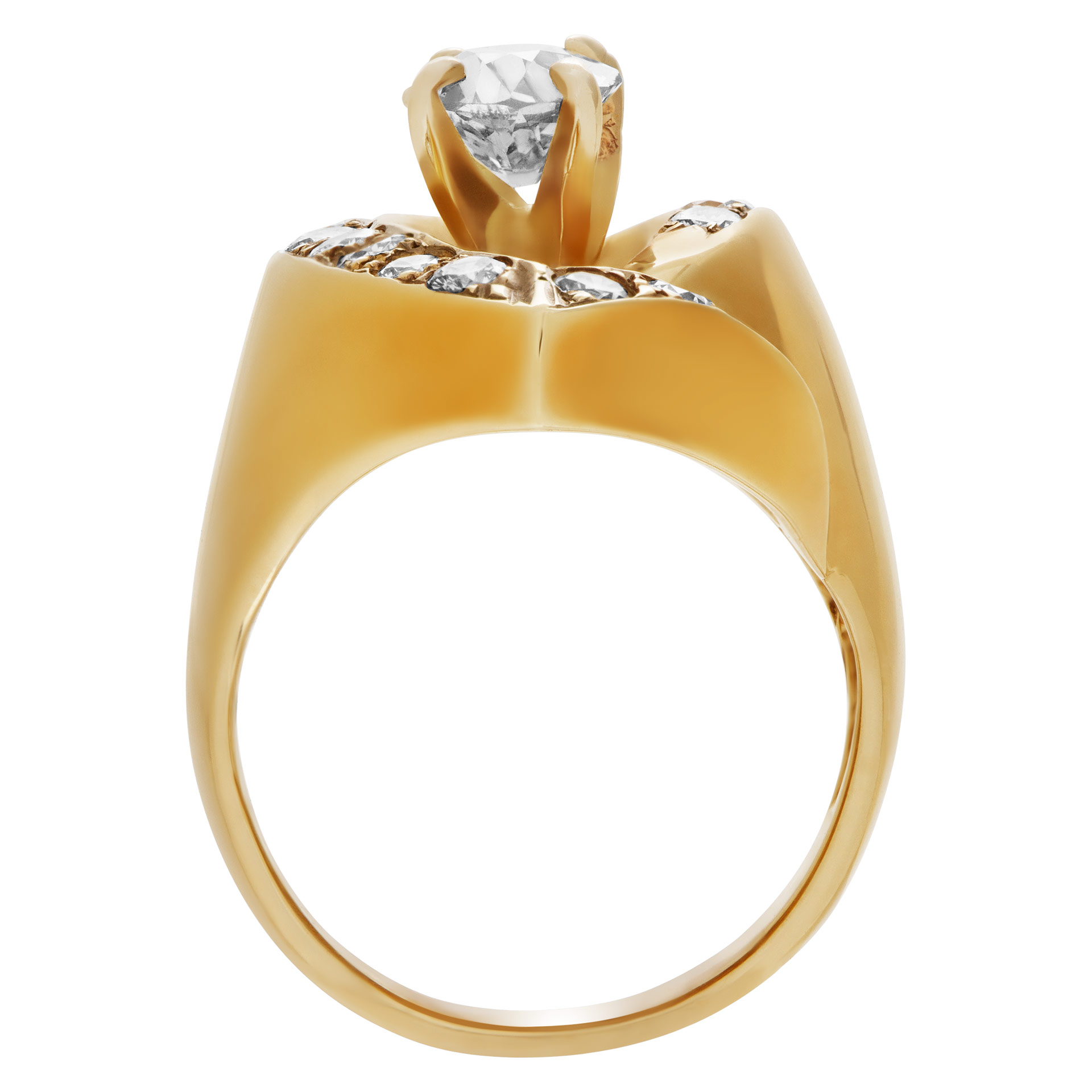 Beautiful diamond cocktail ring in 14k yellow gold. Size 5.5 image 4