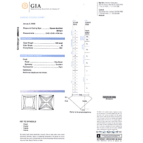 1.04 ct GIA Certified Princess cut diamond (E, VS1) image 2