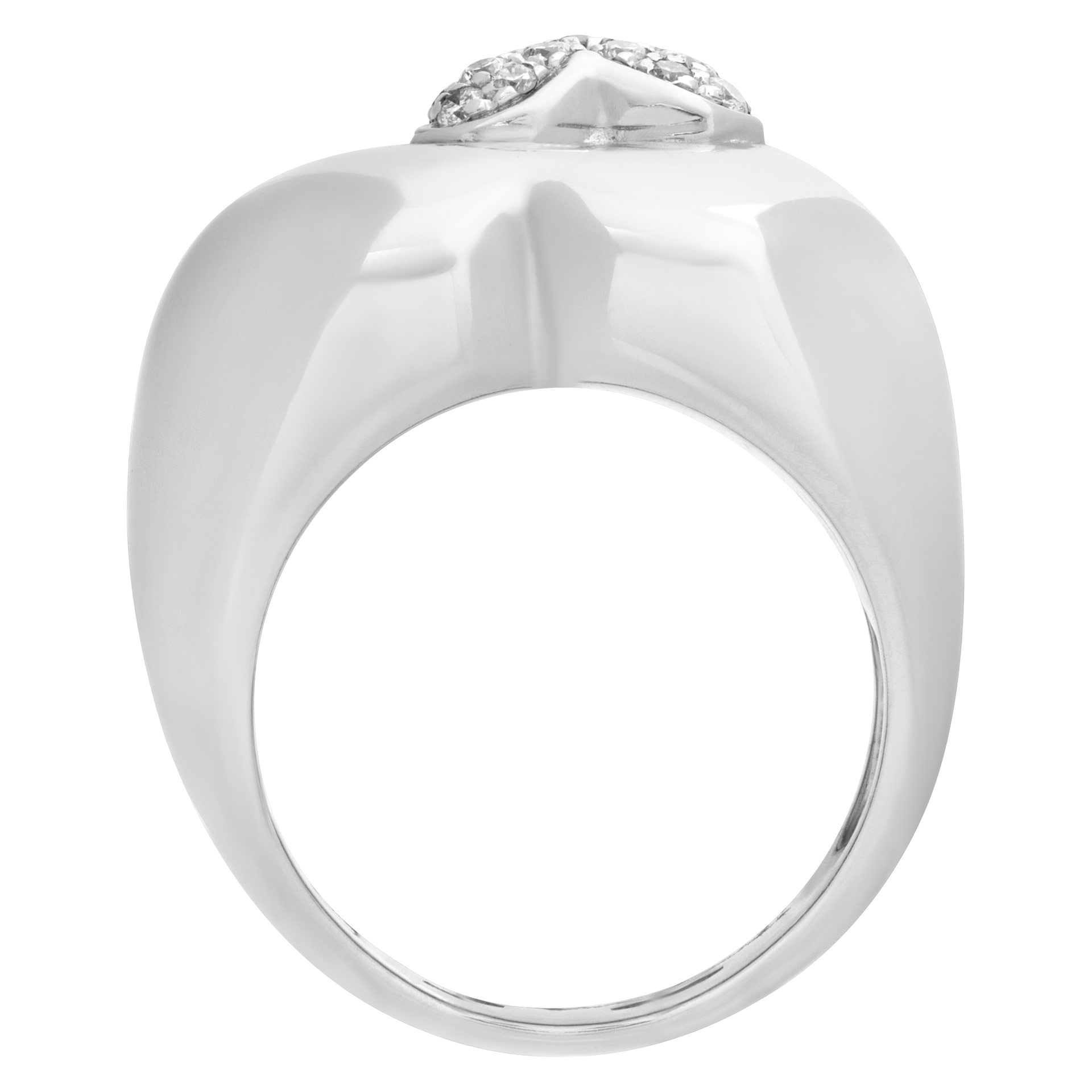 Pave diamond heart shaped ring in 18k white gold. Size 7 image 6
