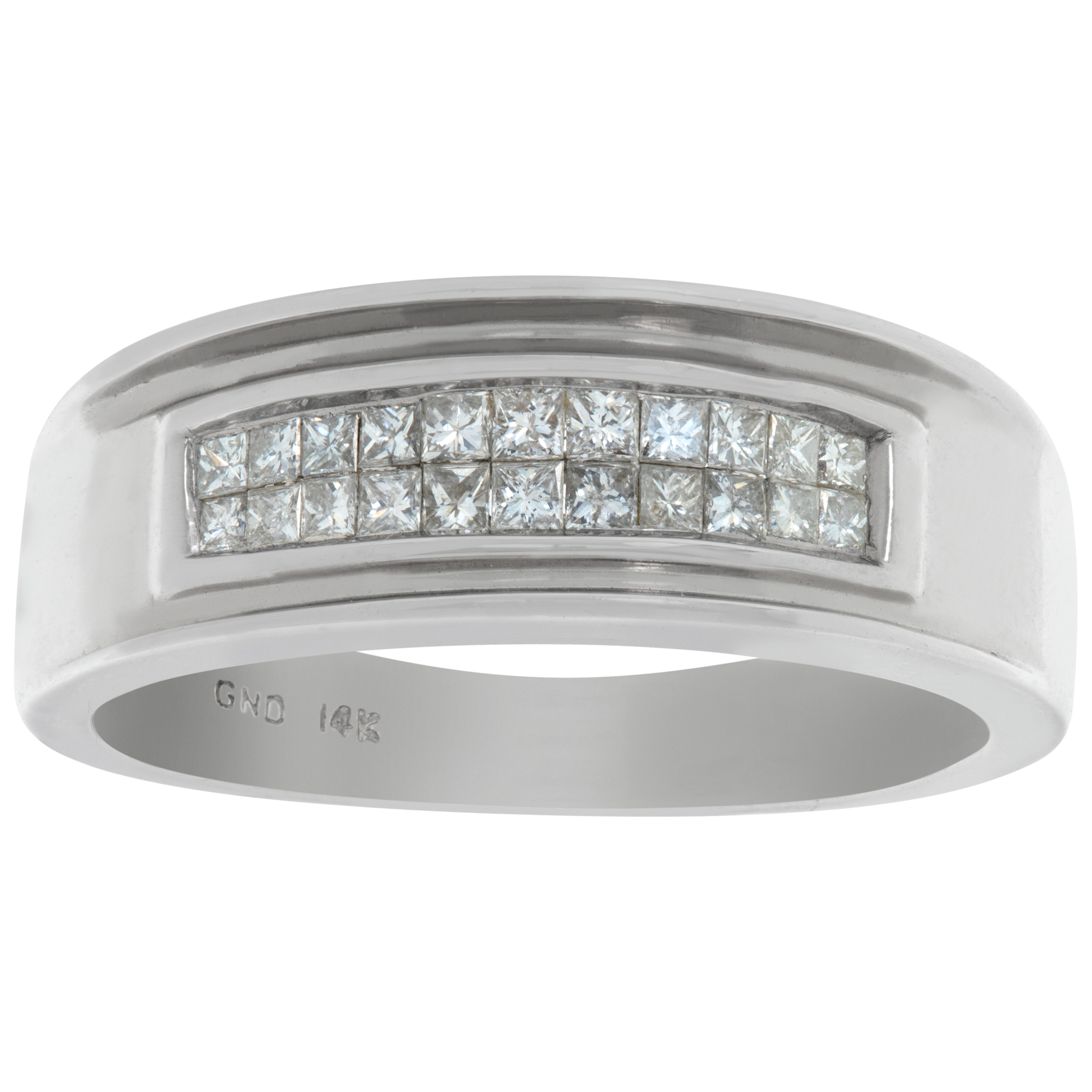 Invisible set princess-cut diamond ring in 14k white gold image 1