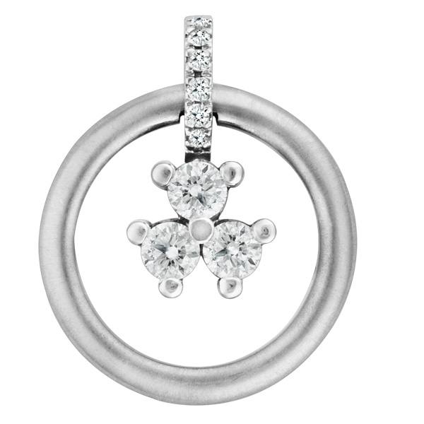 Beautiful circular pendant in 18k white gold. 0.75 cts in diamond accents. image 1