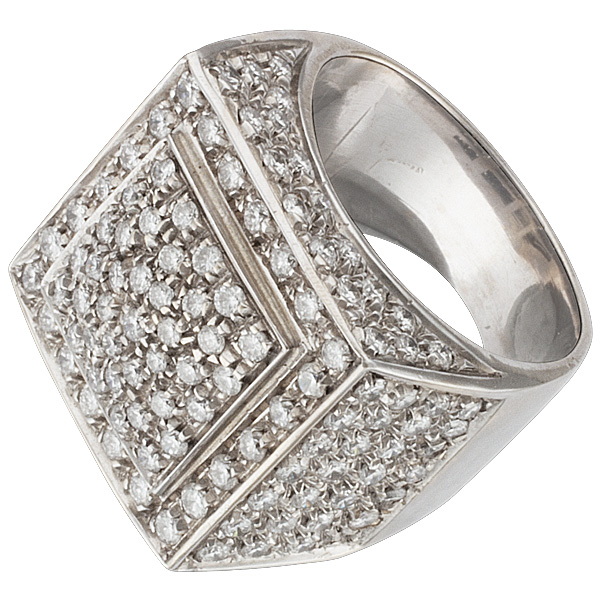 Pave diamond ring in 14k white gold. 1.00 carat in diamonds. Size 3.5 image 2