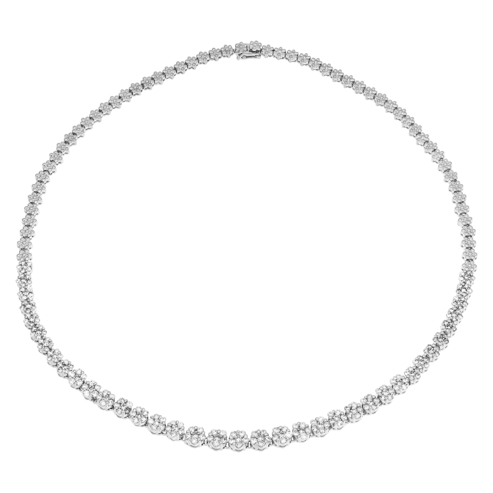 Flower design diamond necklace in 14k white gold. 4.00cts in round brilliant dia's image 5