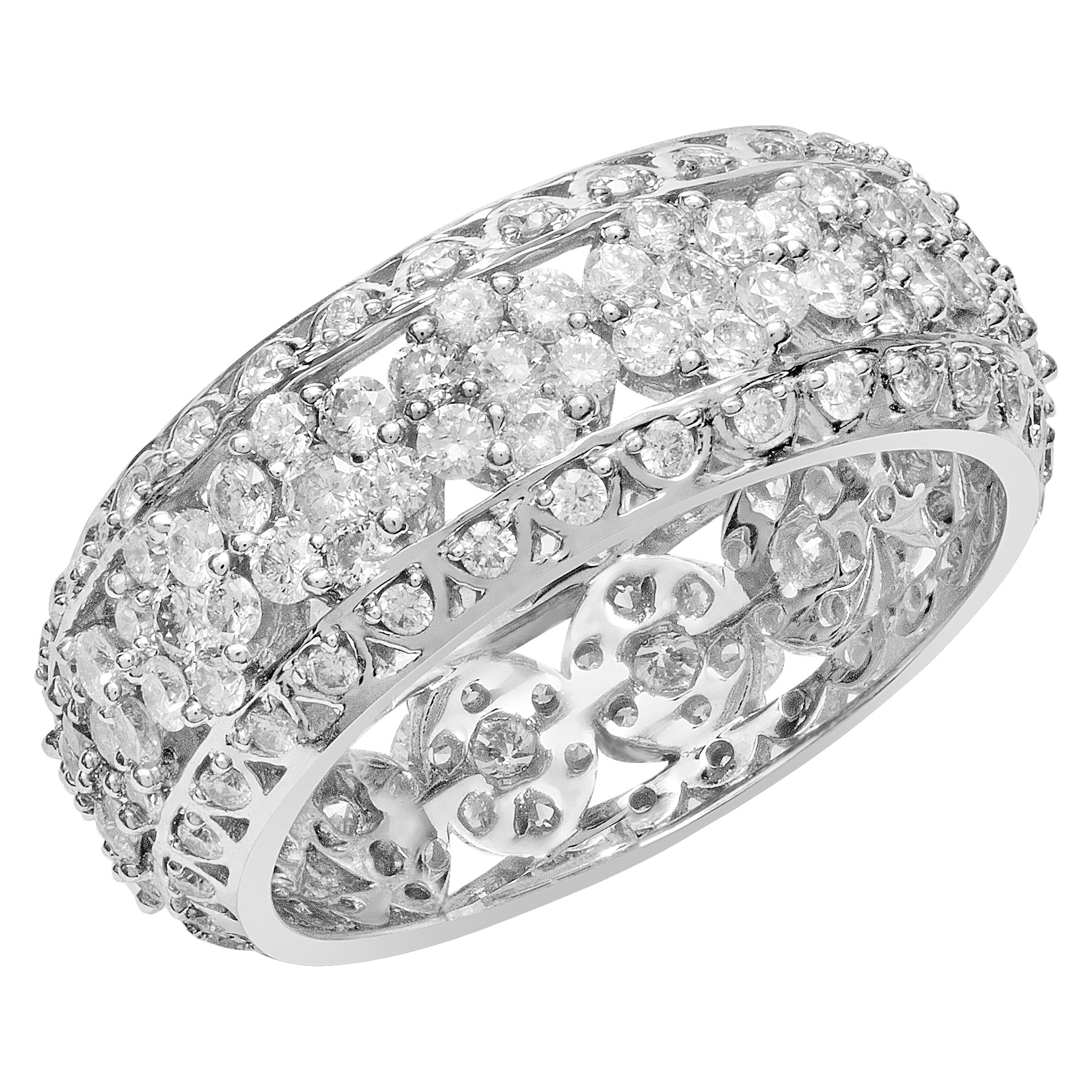 Diamond Eternity Band and Ring Charming Floral. 3.00 carats in diamonds. Size 9 image 2