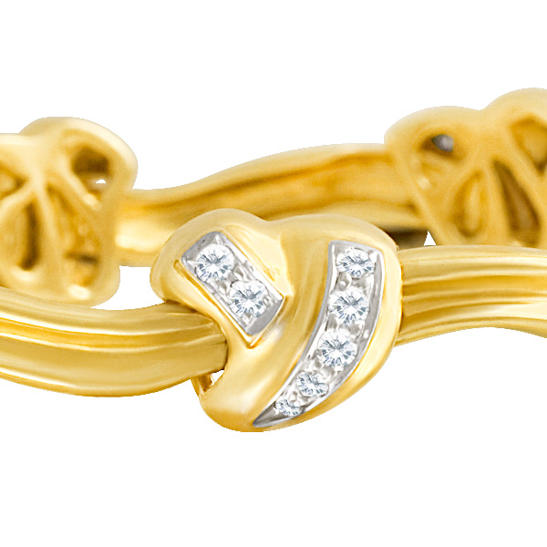  "Kisses" diamond bangle bracelet in 18k yellow gold. Round brilliant cut diamonds total approx. weigth: 1.45 carat, image 2