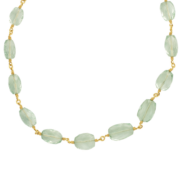 Faceted iolite on a 22k necklace image 1