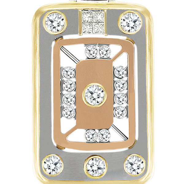 Pendant in 14k white, yellow & pink gold with over 6.00 carats in diamonds image 2
