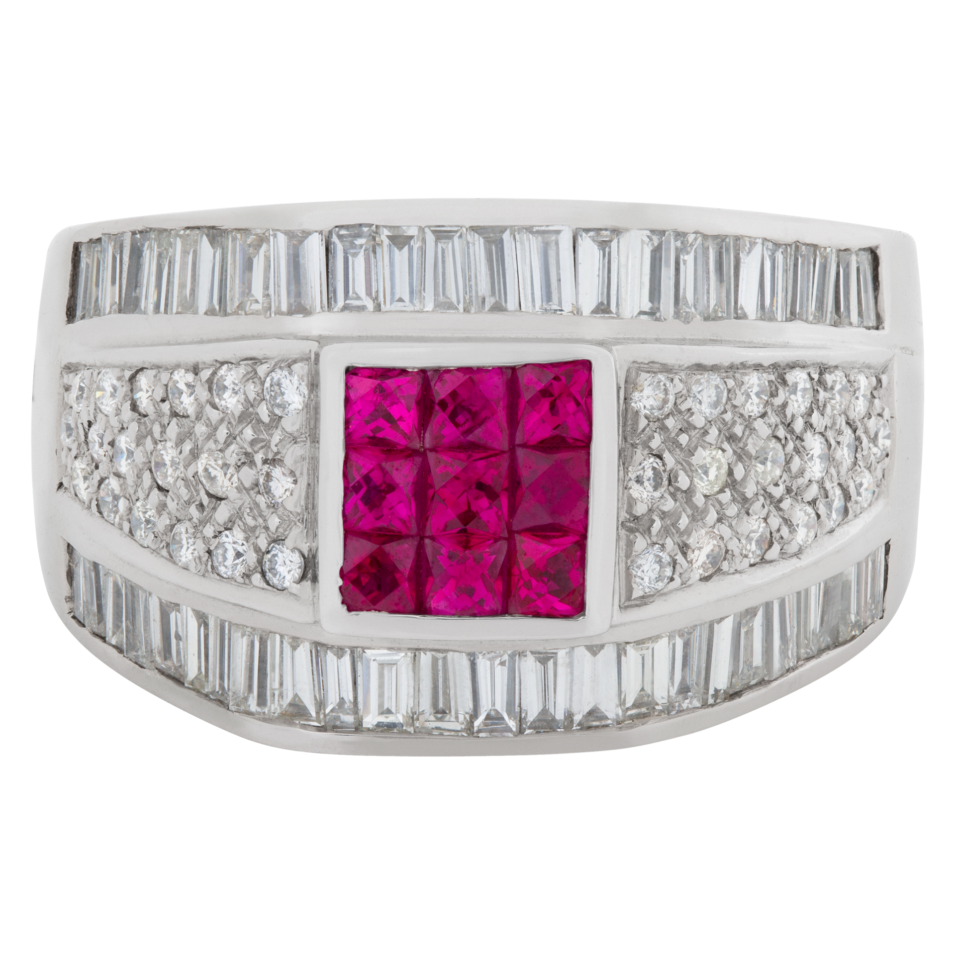 Fancy rubies and diamond ring in 18k white gold. 1.00 carats in diamonds. Size 8.5 image 2