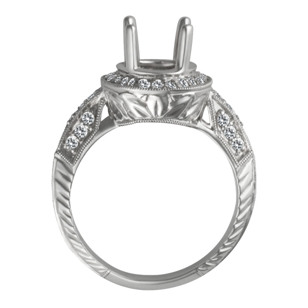 18k wg filigree setting with 0.33 cts in  pave set diamonds, H/SI1 image 2