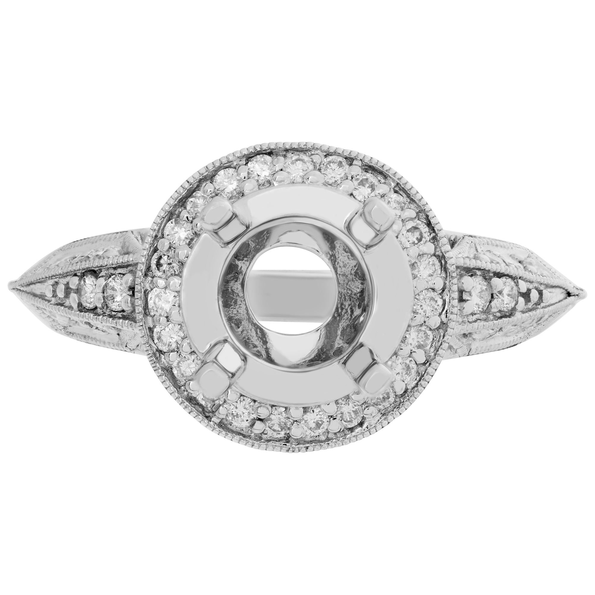 18k white gold round diamond pave setting; 1.09 cts in diamonds (H,SI1) image 2